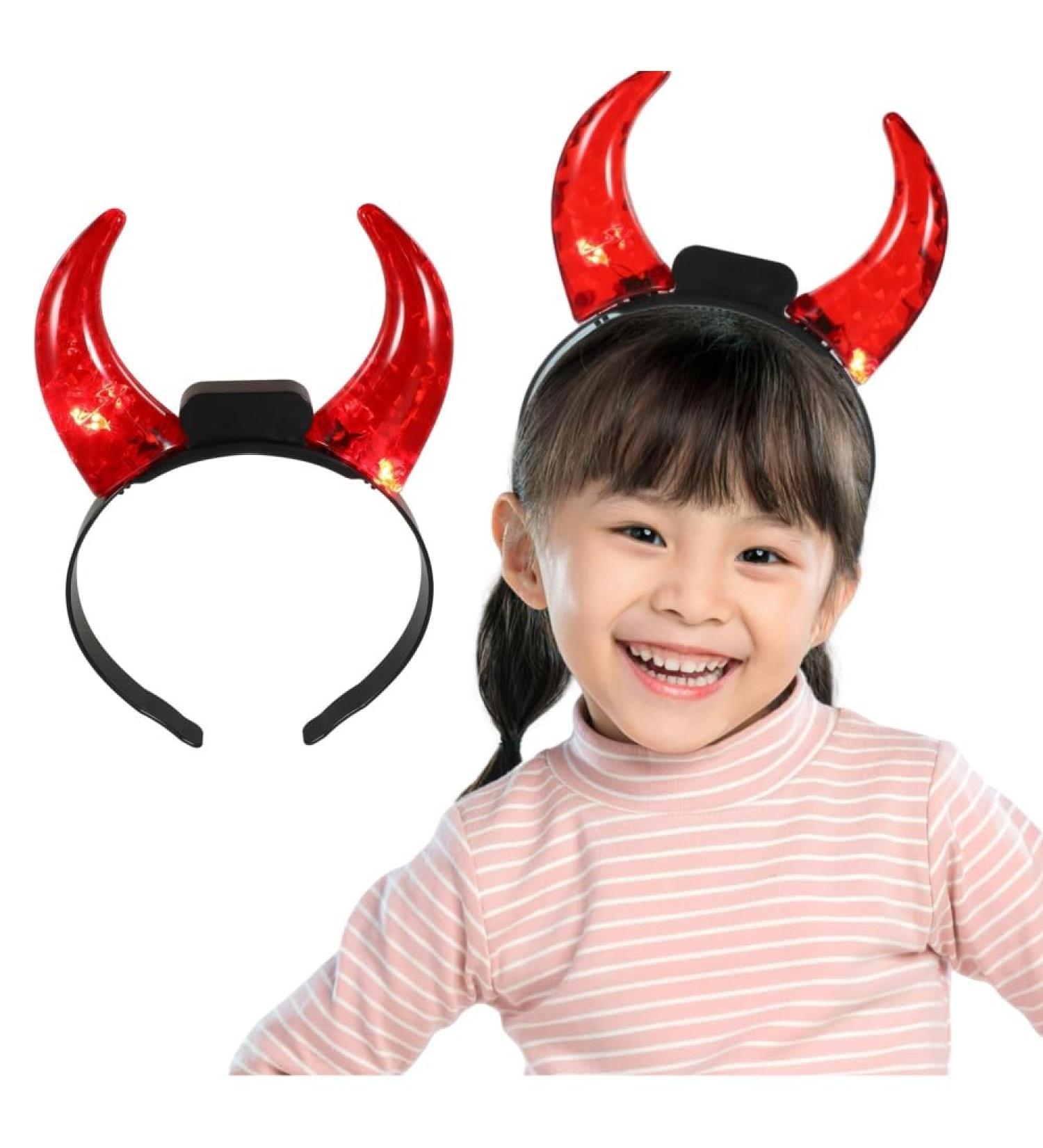 FOMIYES Halloween Headband: Devil Horns Headband: LED Devil Horns Headwear - Red Glowing Devil Horns Devil Costume for Halloween Party Cosplay One Size - Buy Online on SooperMarket.com