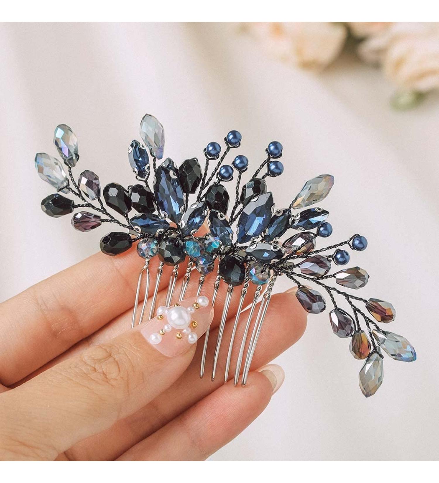 IYOU Crystal Bridal Hair Comb Black Rhinestone Wedding Side Combs Prom Bride Hair Accessories for Women - Buy Online on SooperMarket.com