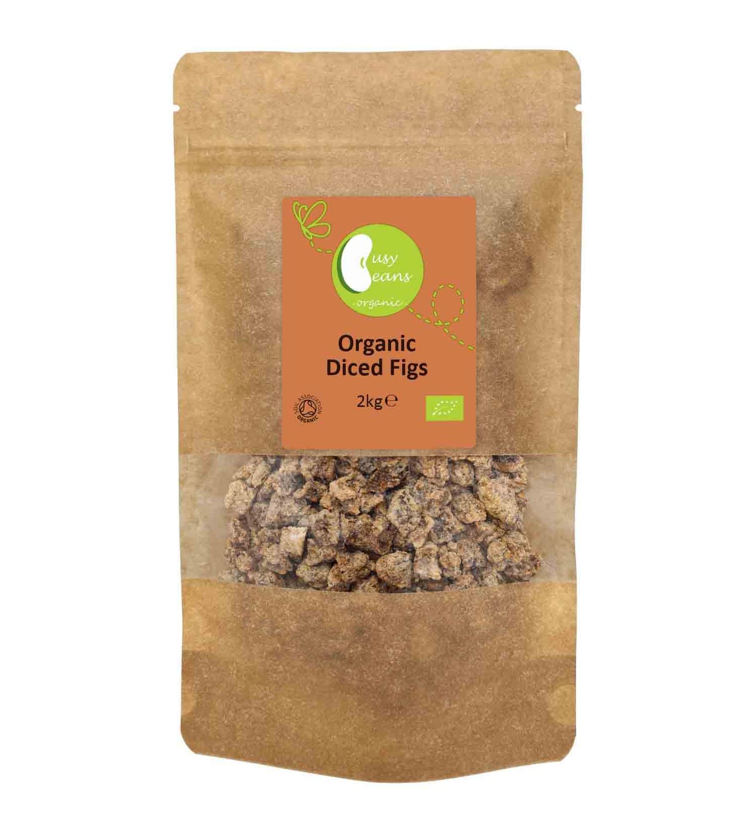 Organic Sun Dried Chopped/Diced Figs - Certified Organic - by Busy Beans Organic (2kg) - Buy Online on SooperMarket.com