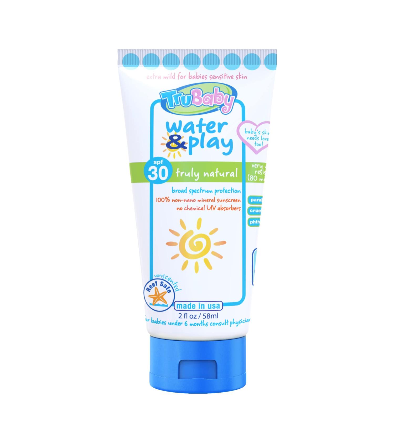 TruBaby Water Play SPF 30 Mineral Sunscreen for Baby, 2 fl oz - Unscented, Reef Friendly - Buy Online on SooperMarket.com