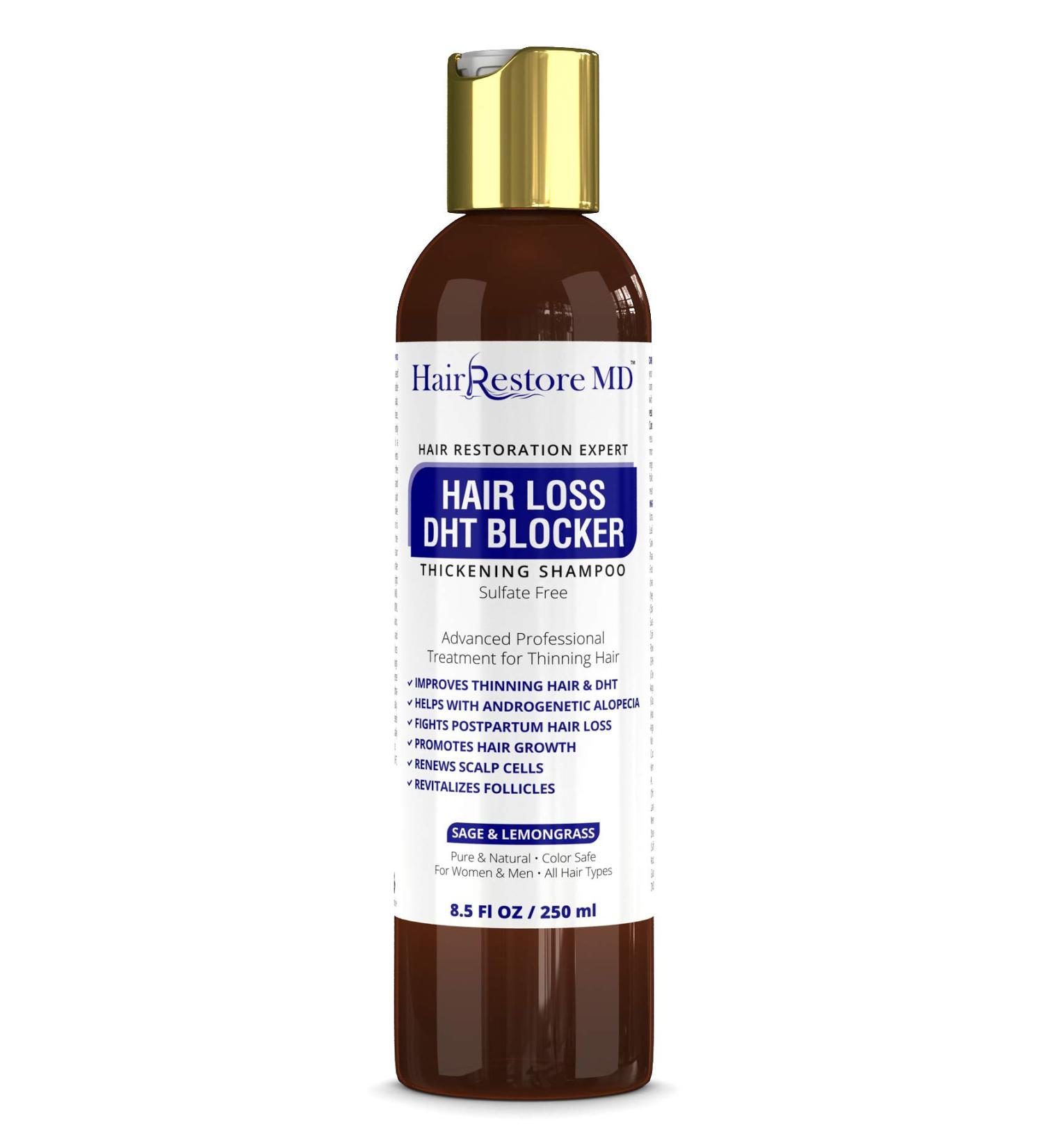 Hair Loss DHT Blocker Shampoo with Sage & Lemongrass Biotin Volumizing Caffeine Shampoo for Hair Regrowth and Thickness Sulfate-Free for Men & Women