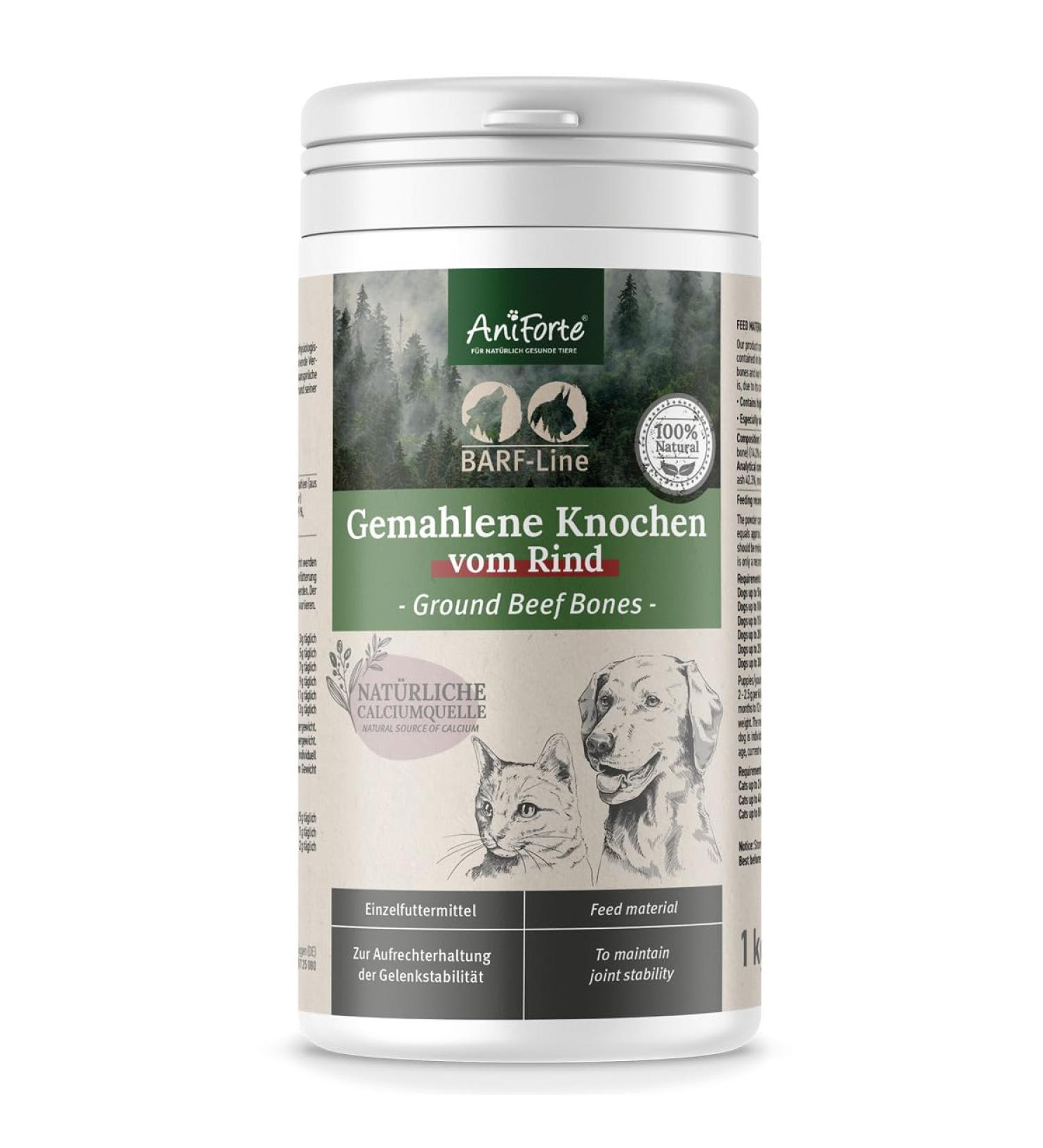 Aniforte Ground Bones for Dogs & Cats 1 kg - Natural Calcium for Bone Health & Joints Pure Beef Meat Bone Flour - BARF & Feed Supplement - Buy Online on SooperMarket.com