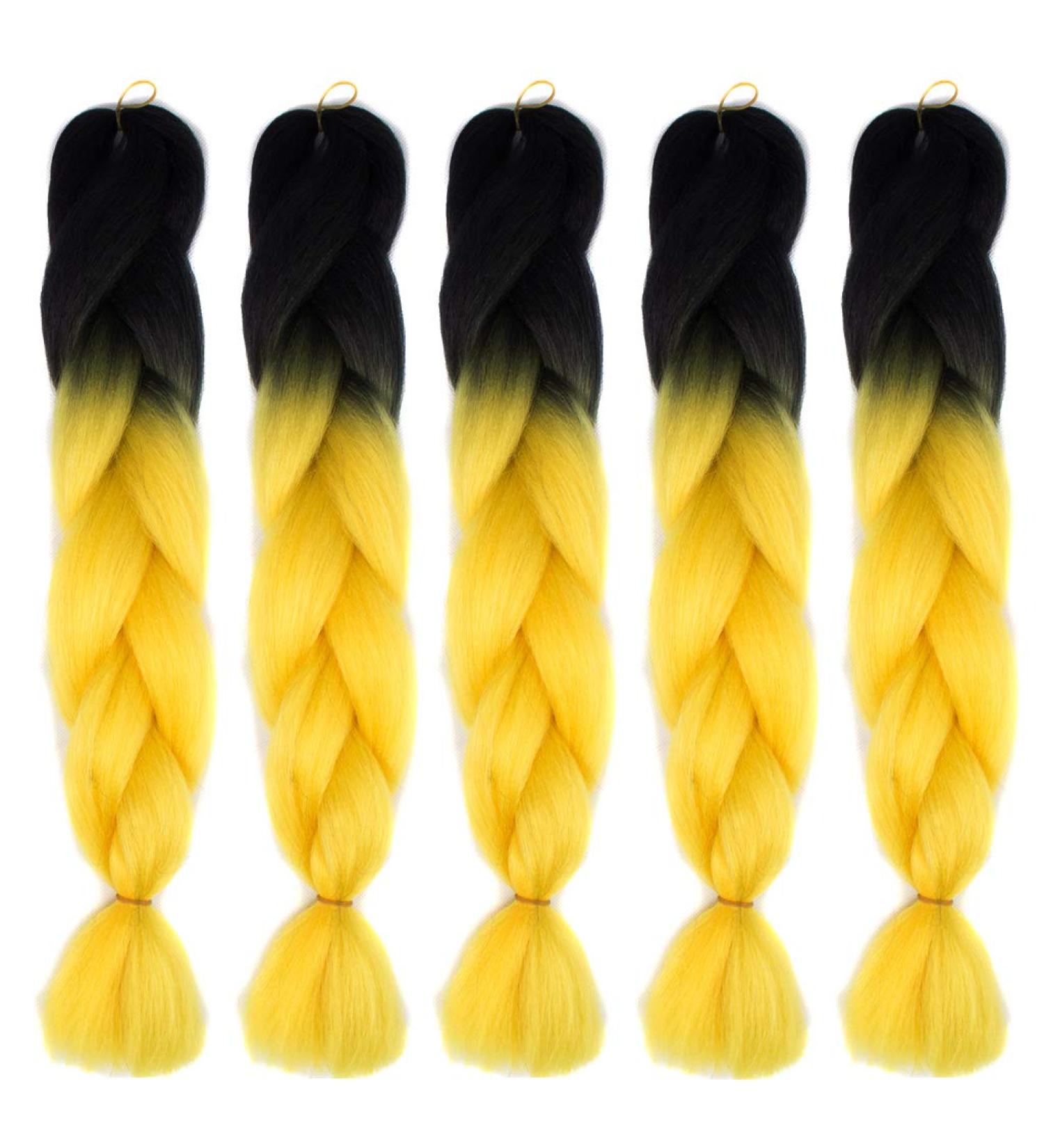 5Pcs Ombre Jumbo Braiding Hair Extensions - 24 Inch Kanekalon Synthetic Fiber for Twist Braids - 100G Each - Perfect for Stylish Hairstyles - Buy Online on SooperMarket.com