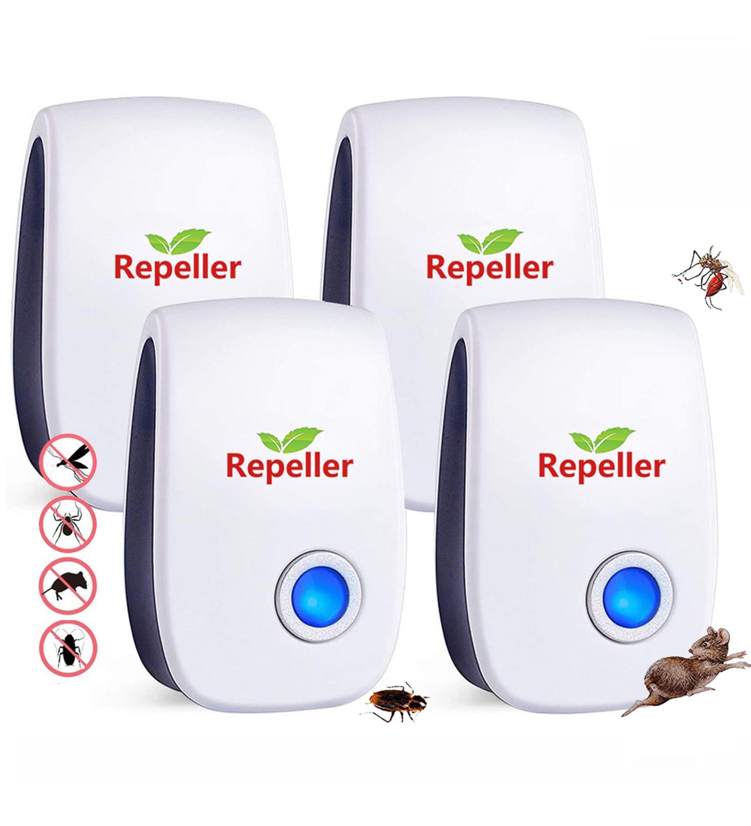 Indoor Ultrasonic Pest Repeller - Electronic Plug-in Control for Roach, Rodent, Mouse, Bugs, Mosquito, Mice, Spider - 4 Pack - Buy Online on SooperMarket.com