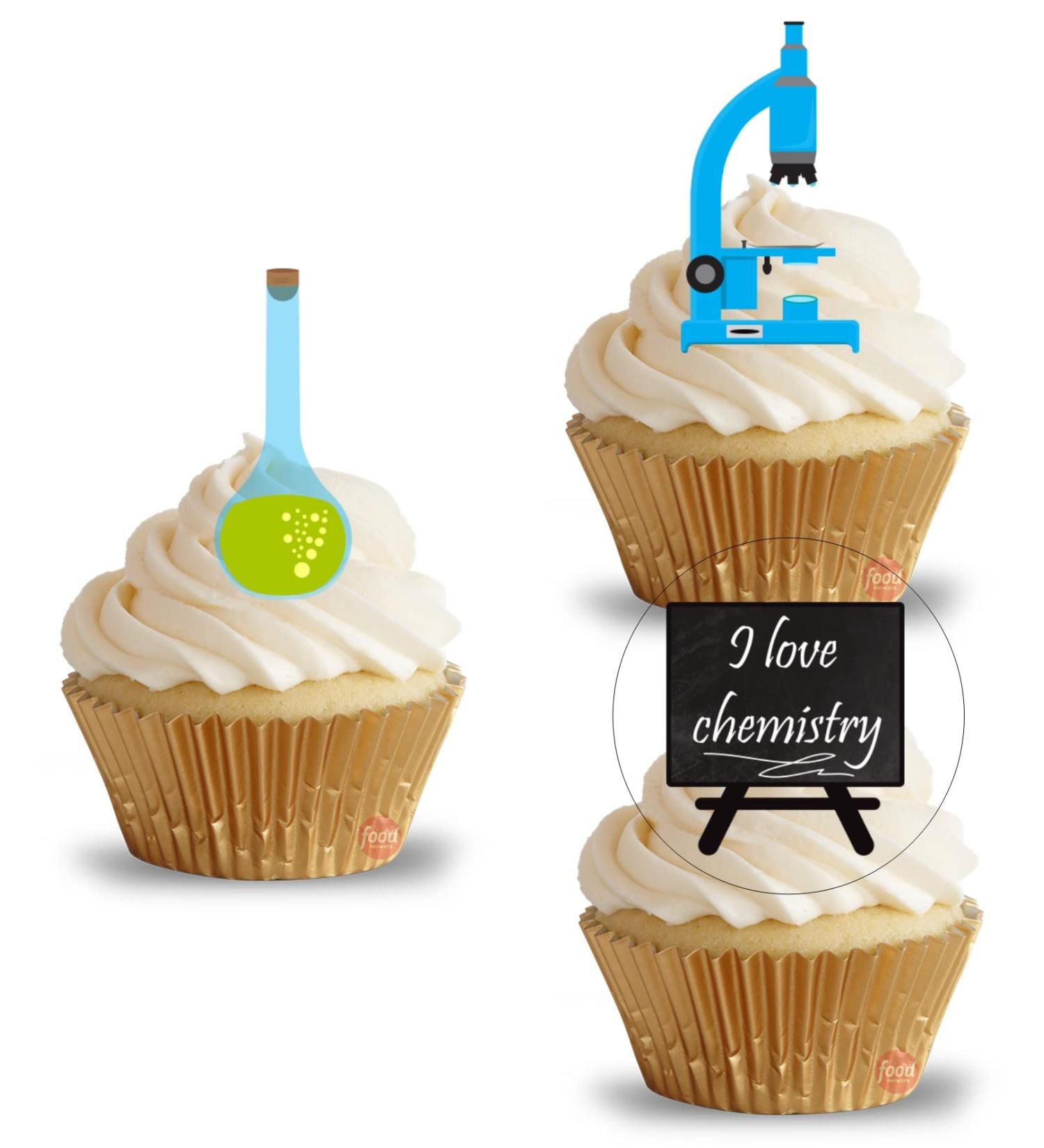 cakes 24 edible PRE CUT Chemistry Science Scientist kids childrens party decorations Wafer Paper Cupcake Fairy Cake Toppers Multicoloured - Buy Online on SooperMarket.com