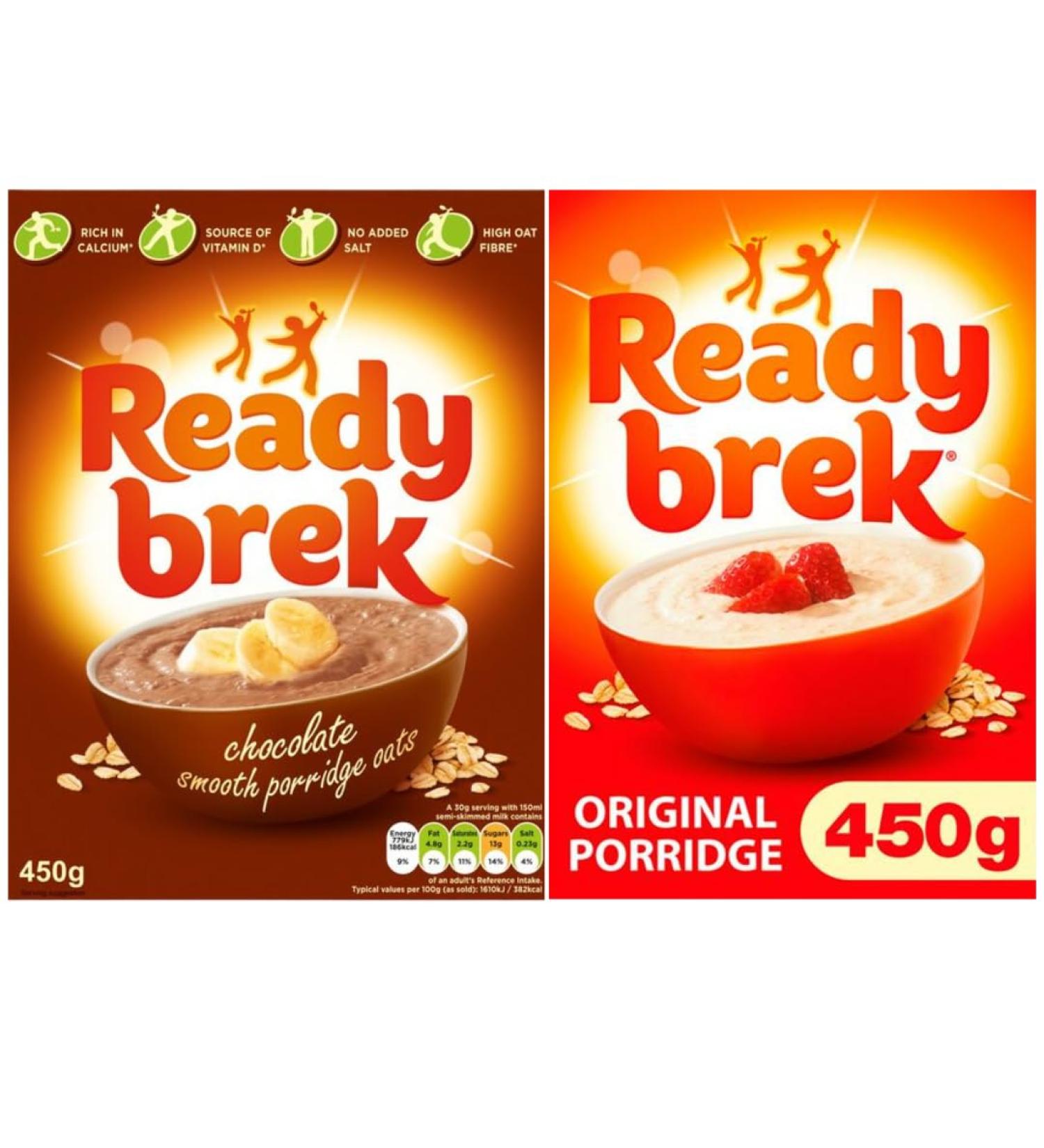 Breakfast Oats Bundle with Ready Brek Smooth Porridge Oats Chocolate 450g and Smooth Porridge Oats Original 450g (2 Pack) - Buy Online on SooperMarket.com
