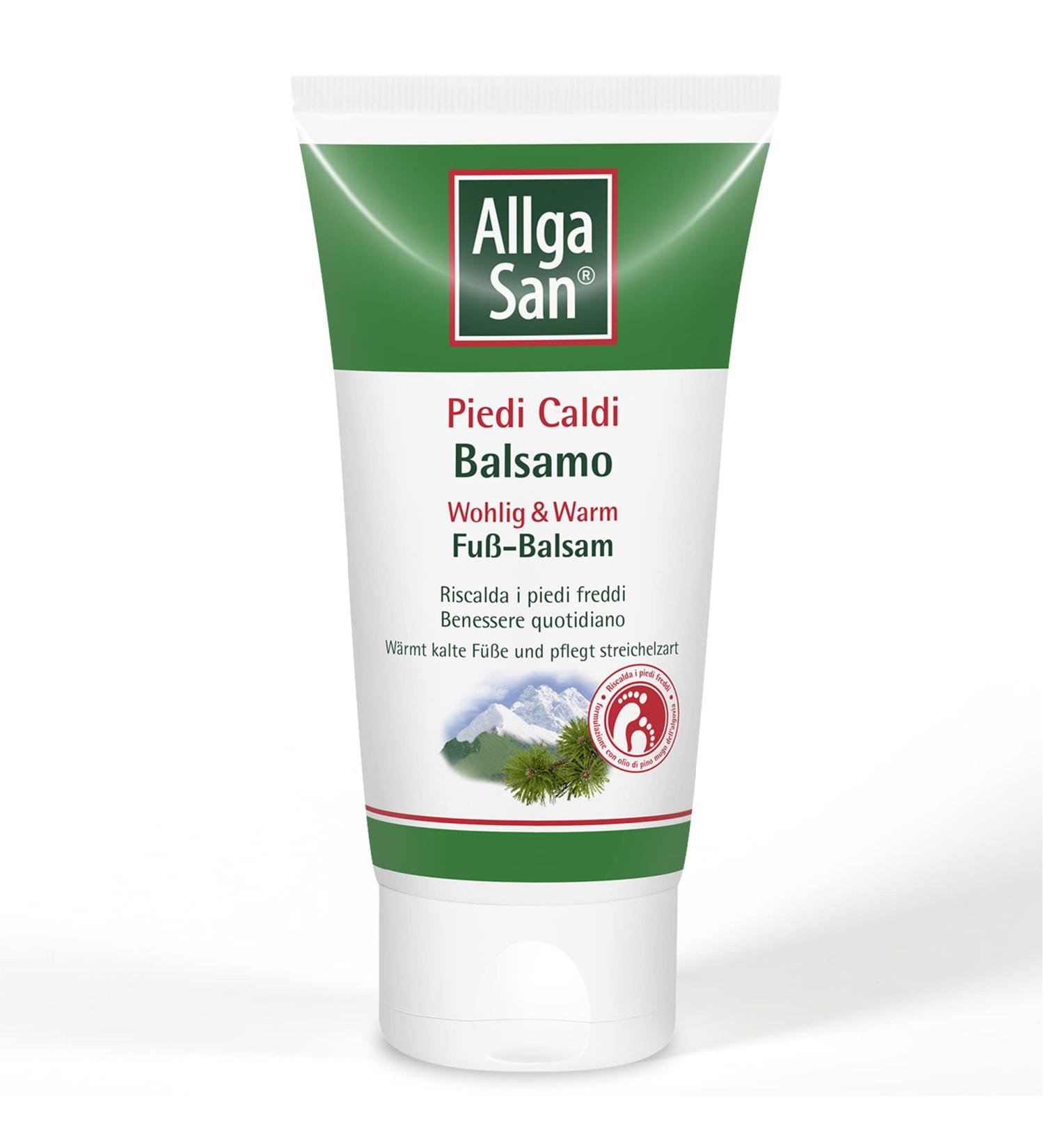 Allga San Warm Foot Balm 75ml Warming Cream with Mugo Pine Oil Ginger & Gentian | Moisturizing Foot Care for Dry Skin - Buy Online on SooperMarket.com