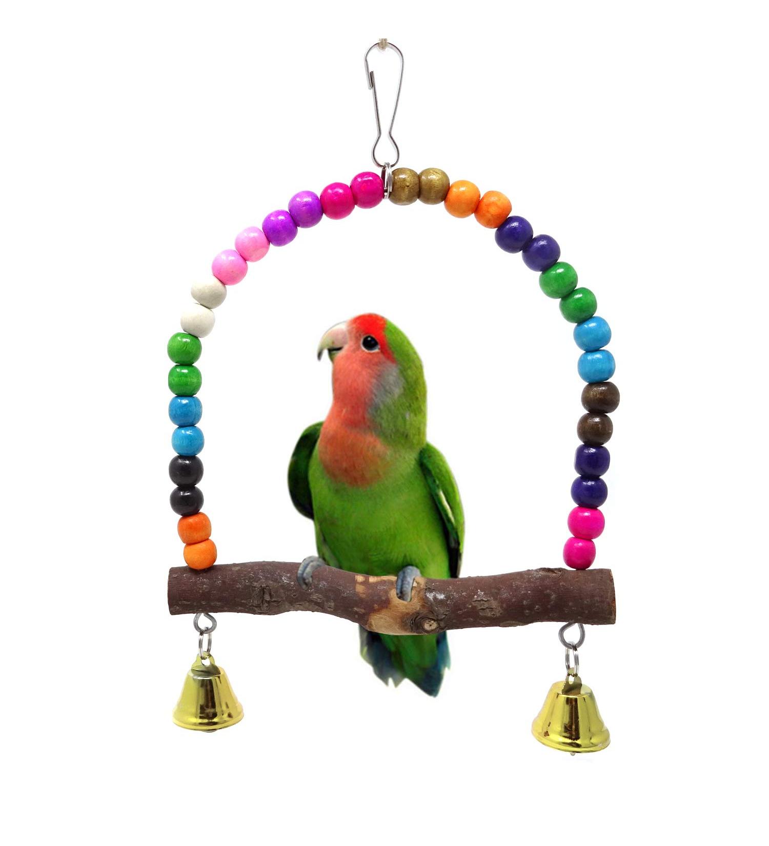 HONBAY Wooden Bird Swing Perch Toy for Small Birds - Parrot Hanging Toy - Buy Online on SooperMarket.com
