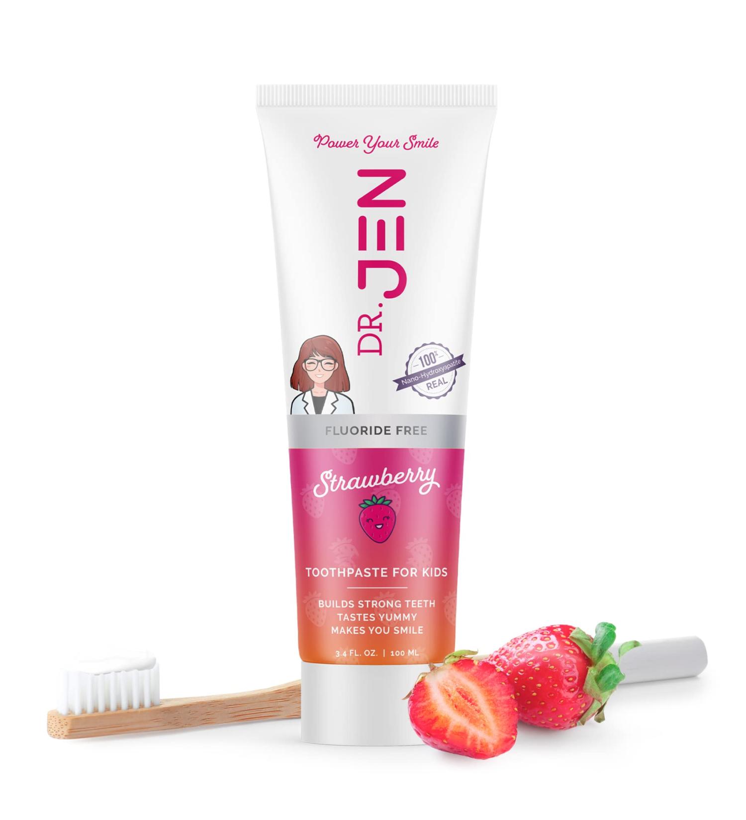 Dr. Jen Fluoride-Free Children's Remineralizing Toothpaste - Safe-to-Swallow, Kid-Friendly, Dentist Recommended with Nano Hydroxyapatite - Eliminate Mouth Bacteria - 3.4 oz (Pack of 1) - Buy Online on SooperMarket.com