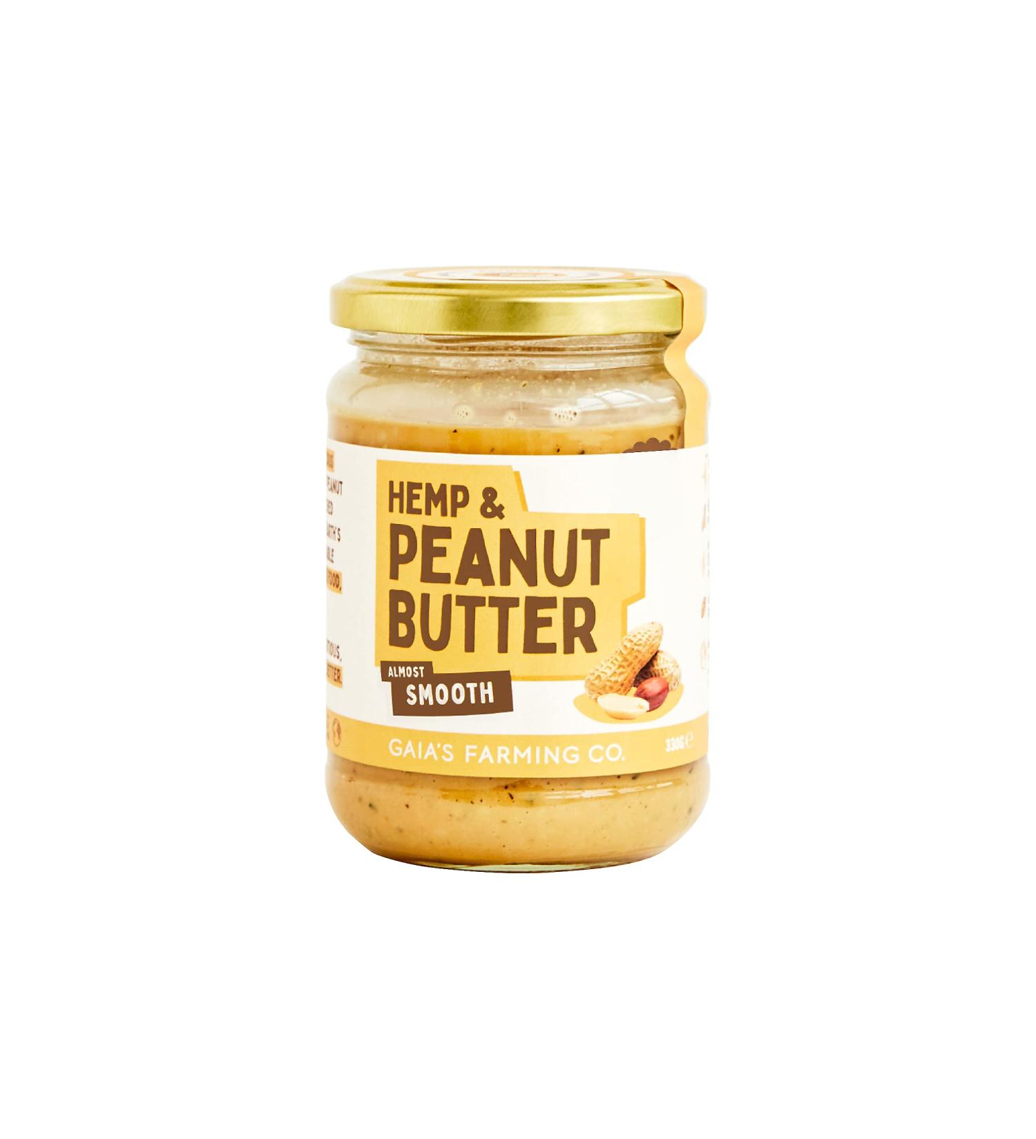 Peanut Butter with Hemp - Almost Smooth Hemp & Nut Butter - 330 g Vegan & Vegetarian Friendly All Natural Peanut Butter - With Omega 3 & 6 Plant Based Protein & Fibre by Gaia s Farming Co. 330 g (Pack of 1) - Buy Online on SooperMarket.com