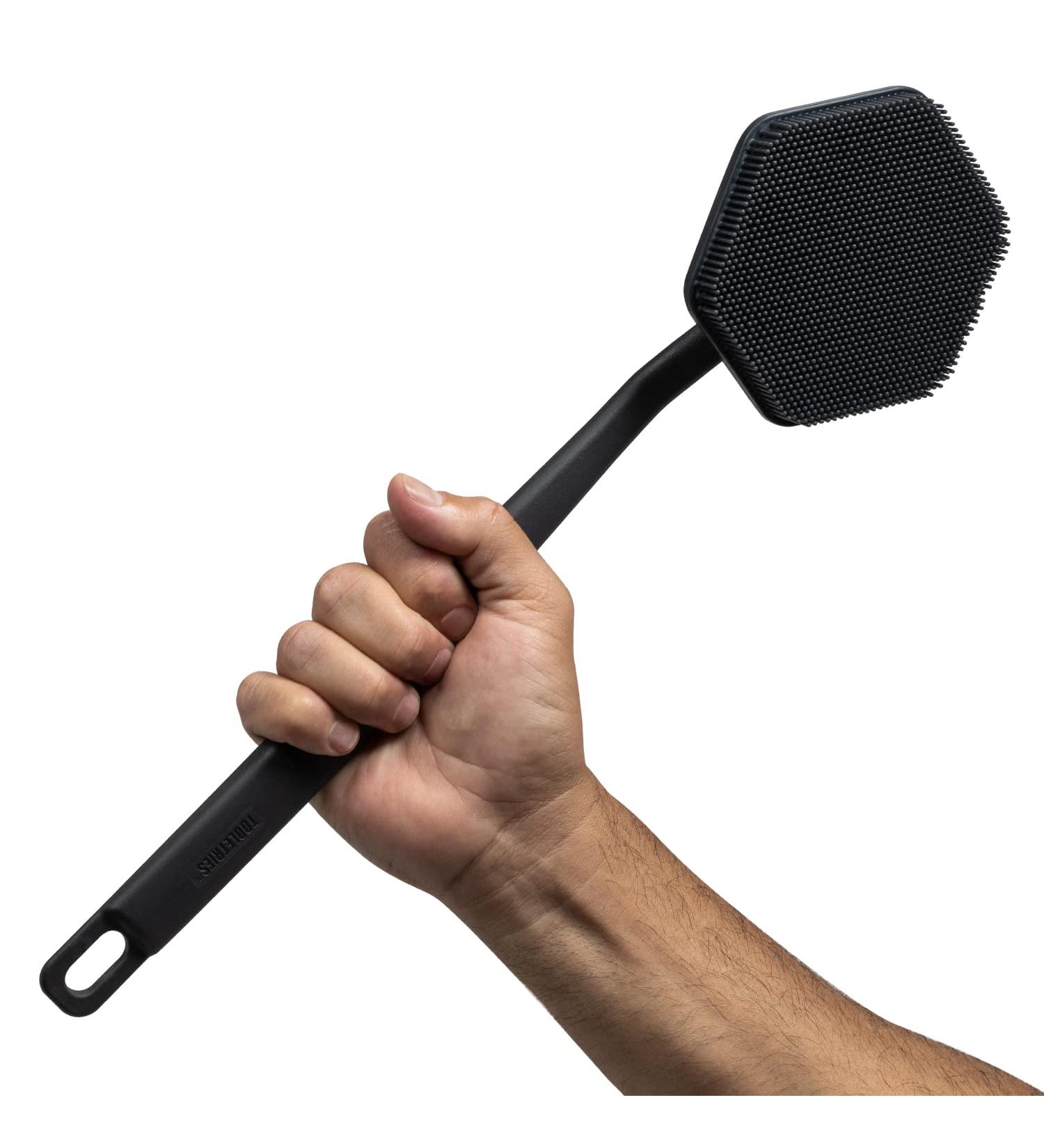 Tooletries Back Scrubber - Exfoliating Silicone Shower Brush with Long Handle - Charcoal - Buy Online on SooperMarket.com