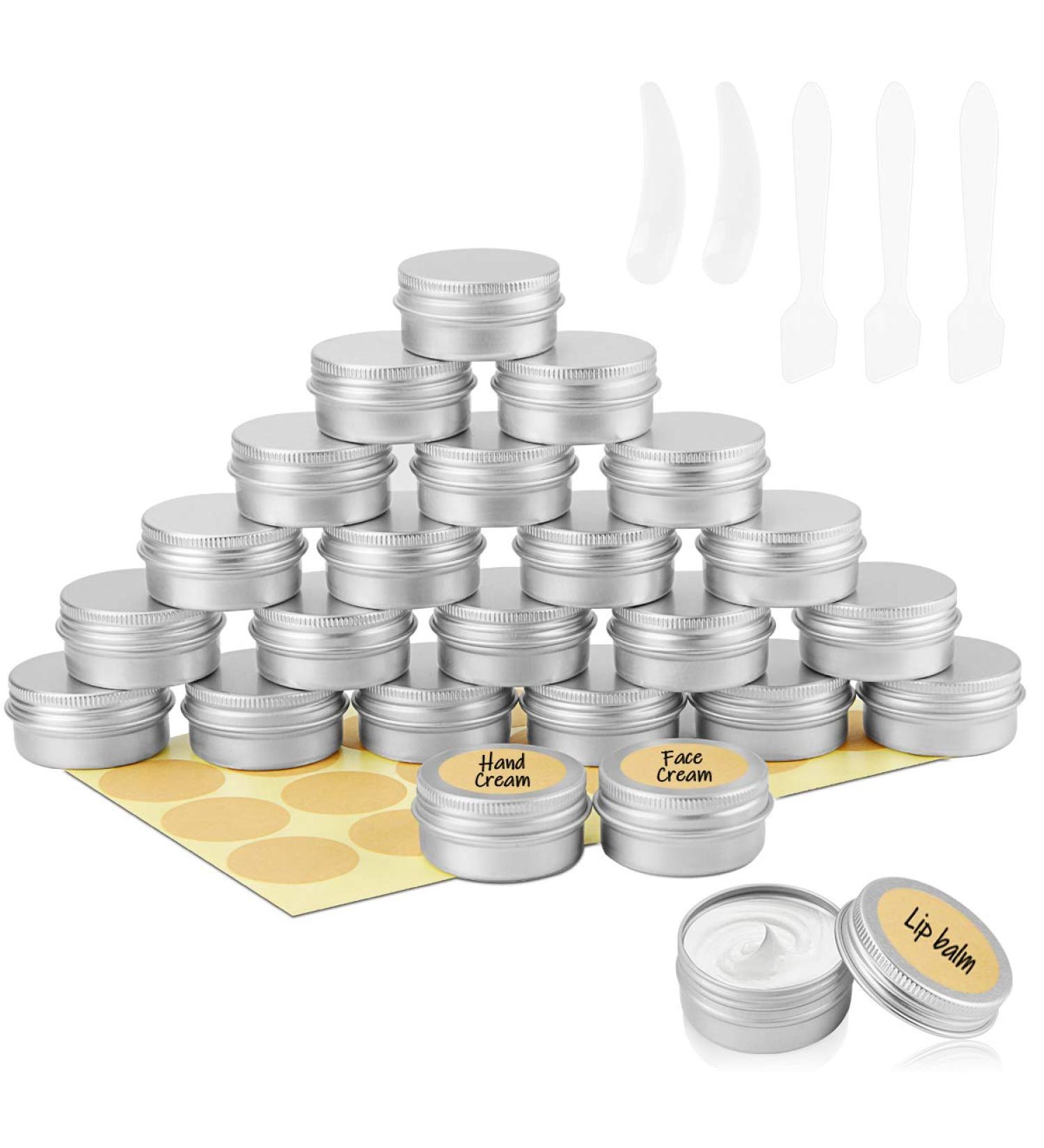 Belicoo 24-Piece Aluminum Empty Pots - 20ml Travel Cream Jars with Screw Caps for Cosmetics Lotion and Candles - Silver - Buy Online on SooperMarket.com