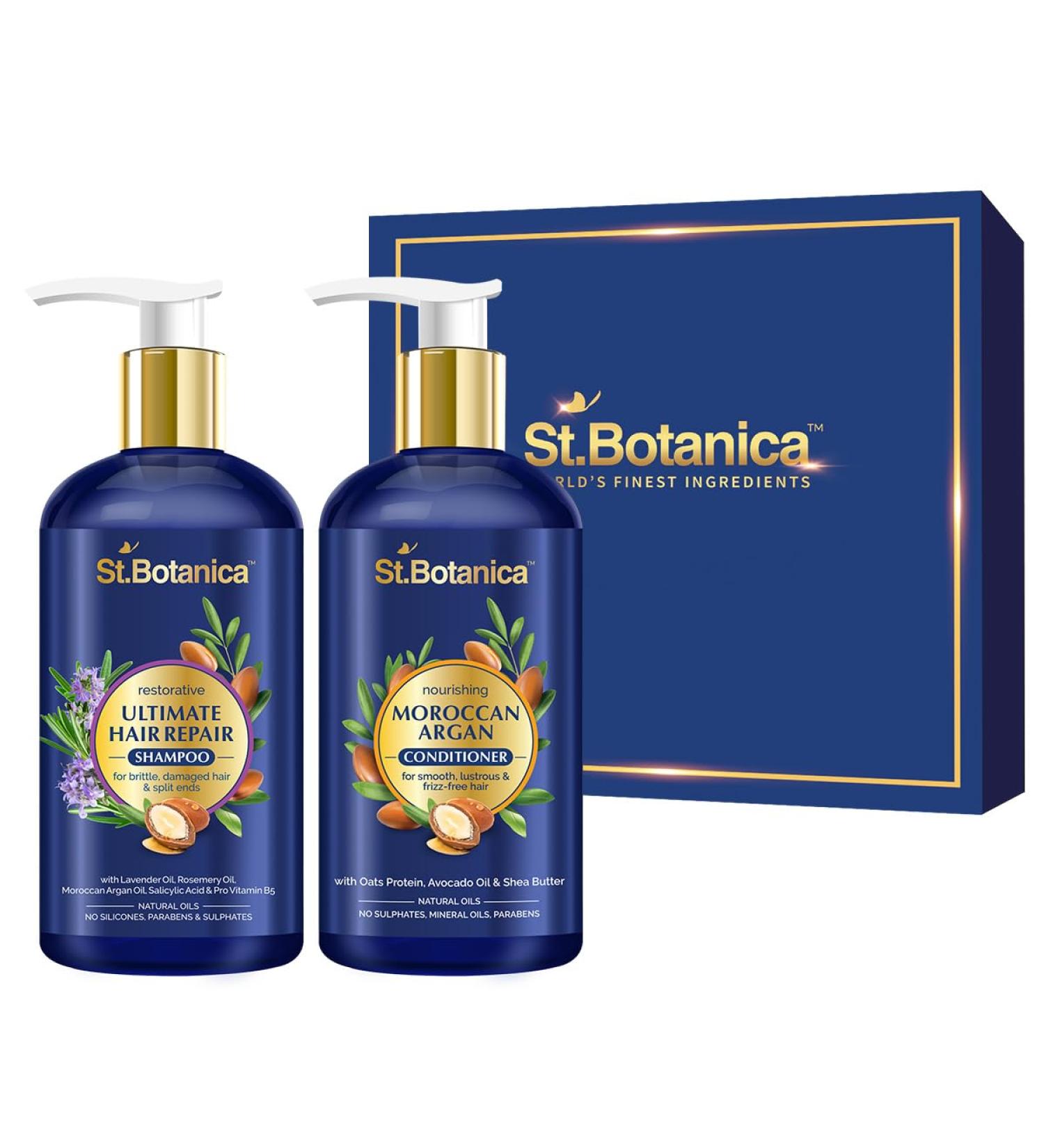 StBotanica Ultimate Hair Repair Shampoo & Moroccan Argan Conditioner 300ml - Nourish & Revitalize Hair | International Shipping - Buy Online on SooperMarket.com