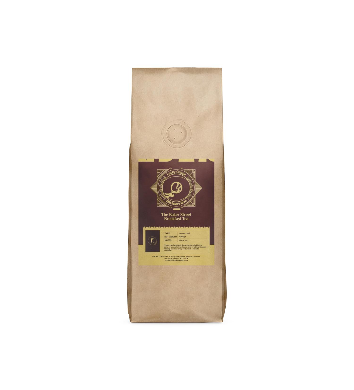 Lucky Cuppa's "221b Bakers Brew" Baker Street Breakfast Loose Leaf Bag - Decaf Loose Tea - Premium Decaf Tea for Tea Lovers - Sherlock Holmes Tea Gifts - 1kg - Buy Online on SooperMarket.com