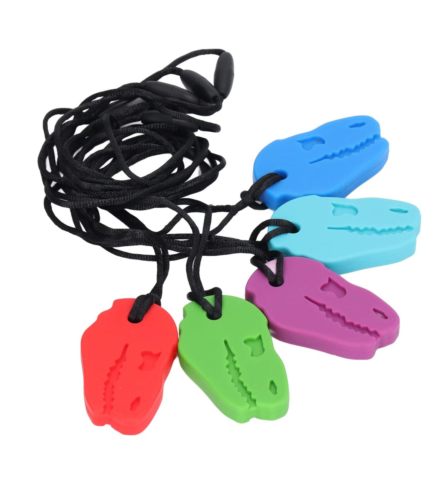 Viagasafamido Silicone Tyrannosaurus Rex Bite Ring - 5 Pieces Sensory Chewing Pendant for Grinding Relief - Ideal for Kids - Buy Online on SooperMarket.com