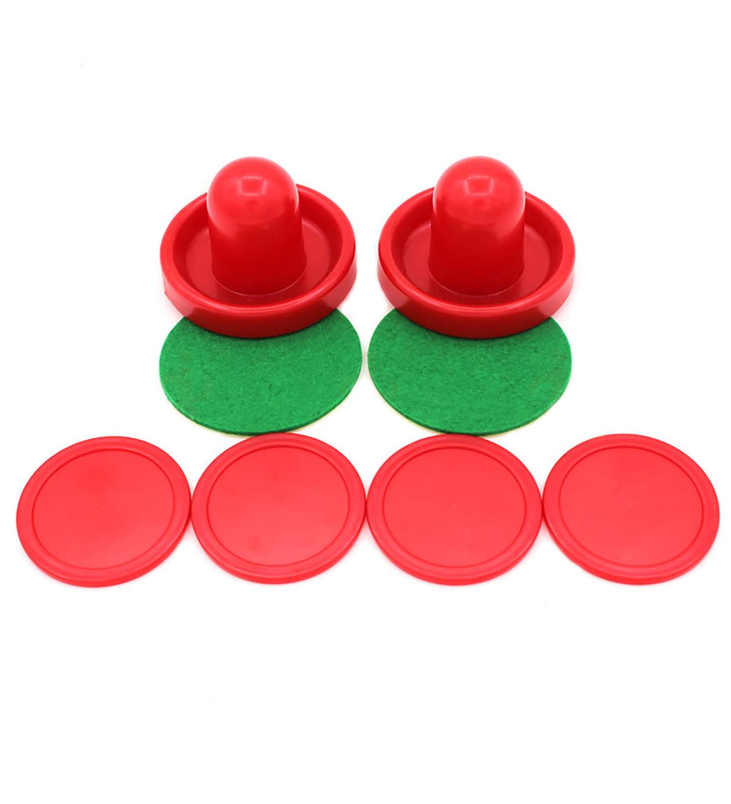GIYOMI Light Weight Air Hockey Red Replacement Pucks & Slider Pusher Goalies for Game Tables, Accessories,Equipment (2 Striker, 4 Puck Pack) Medium