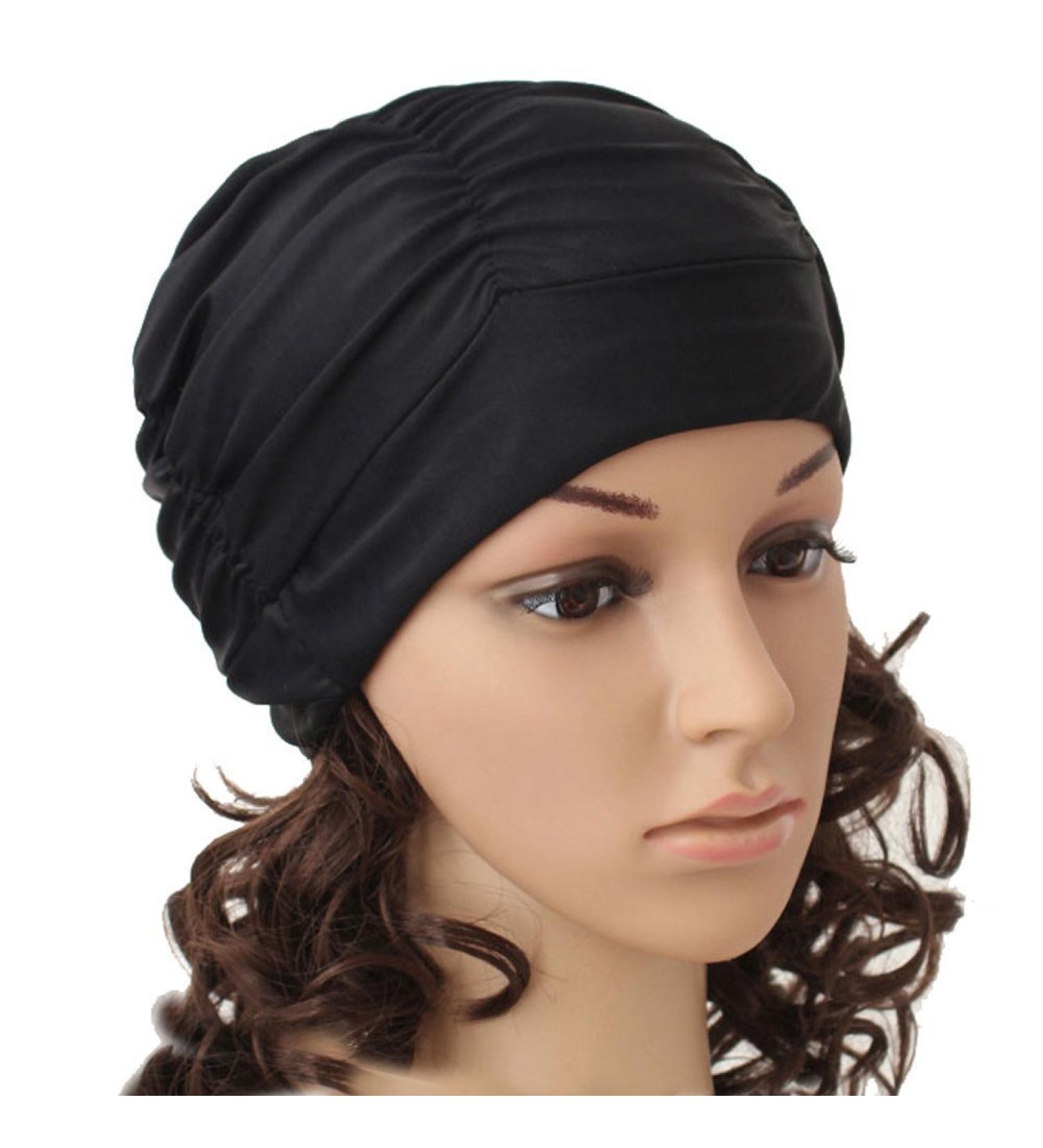 HugeStore Women Swimming Cap - Fabric Bathing Hat for Swimming - Black | Shop Now for Stylish & Comfortable Swimwear Accessories - Buy Online on SooperMarket.com