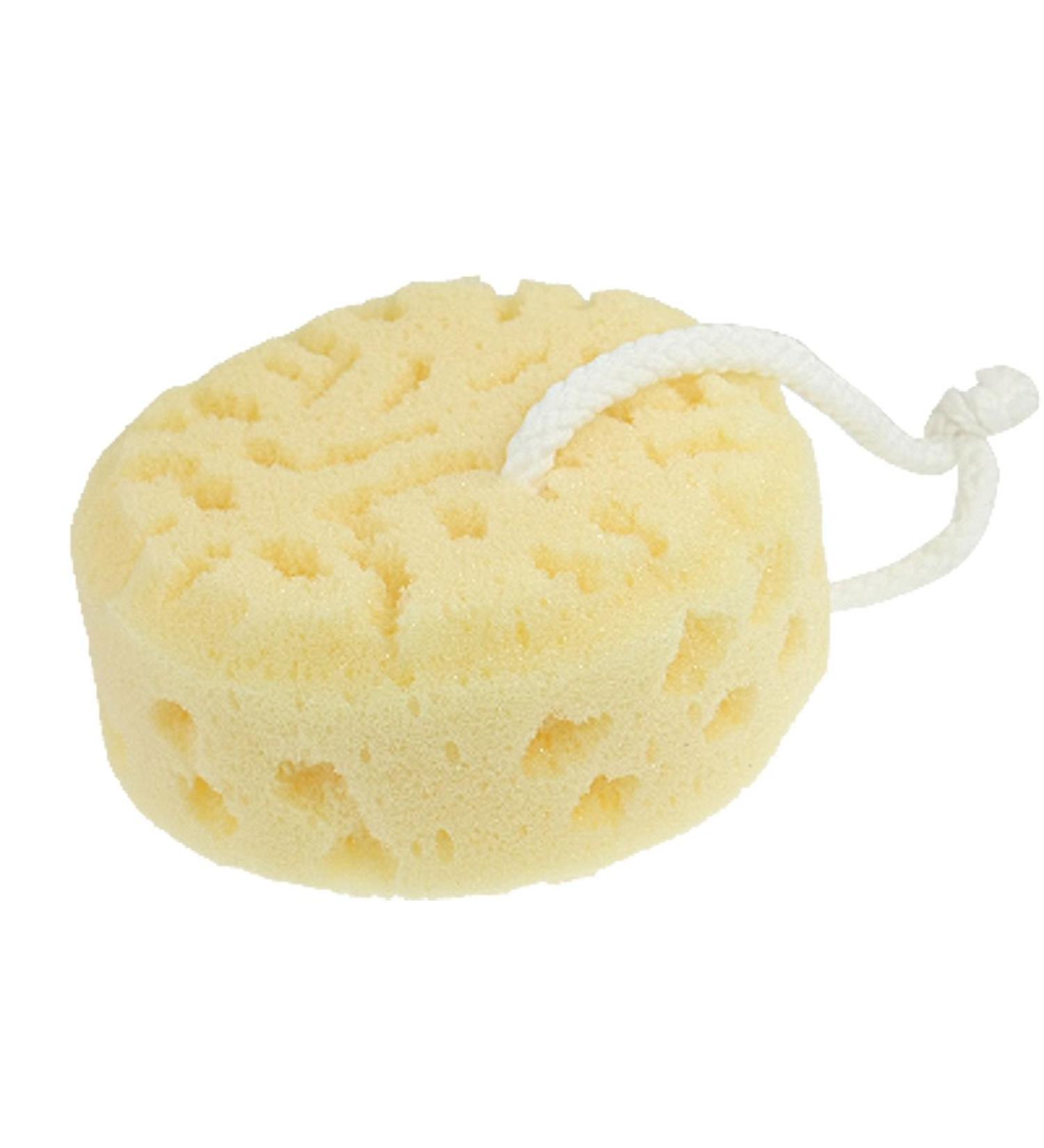 uxcell Shower Round Soft Sponge Pouf Loop Scrubber Beige
