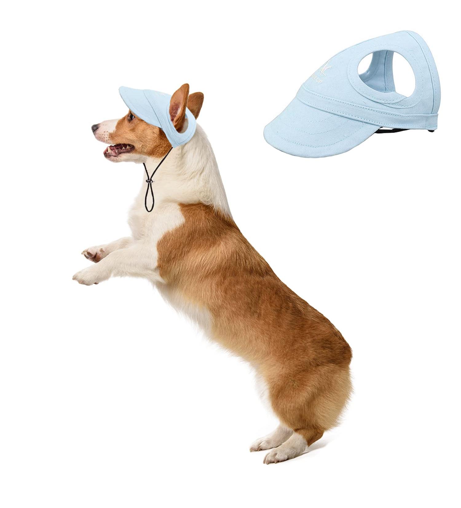 BT BEAR Adjustable Baseball Cap for Dogs - Summer Sports Hat with Ear Holes for Small & Medium Dogs (XL Light Blue) | International Shipping - Buy Online on SooperMarket.com