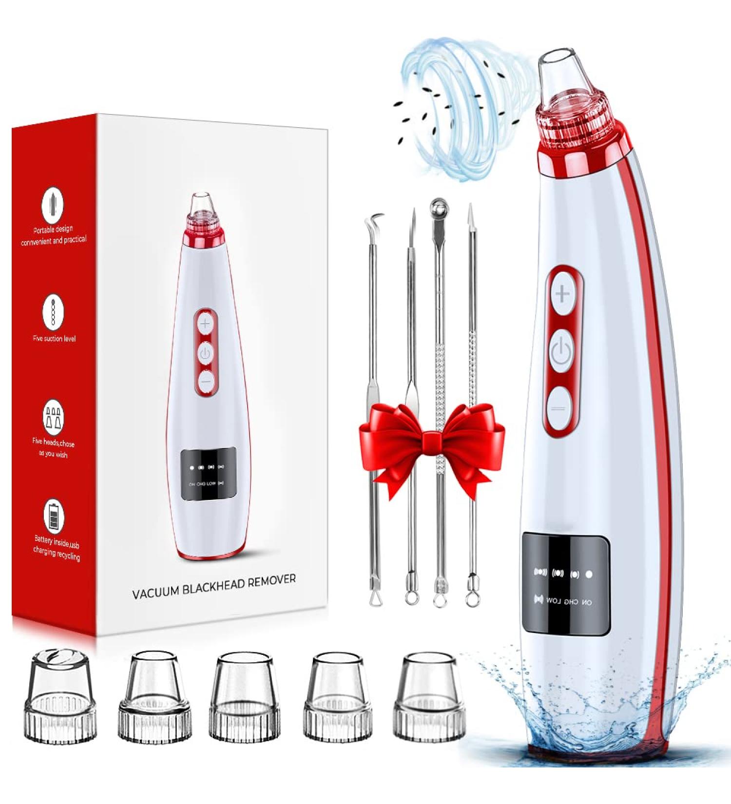 2023 Blackhead Remover Pore Vacuum - Upgraded Electric Facial Cleaner with 5 Suction Power Probes - USB Rechargeable Blackhead Vacuum Kit for Women & Men - Buy Online on SooperMarket.com