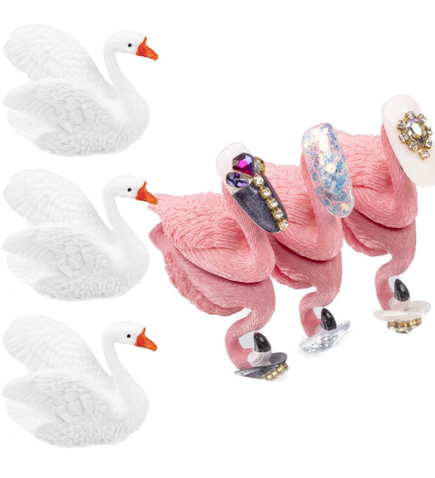 Shop Tangger 6PCs Nail Tips Holder Stand - Flamingo & White Swan for DIY Manicure & Salon Display - Buy Online on SooperMarket.com