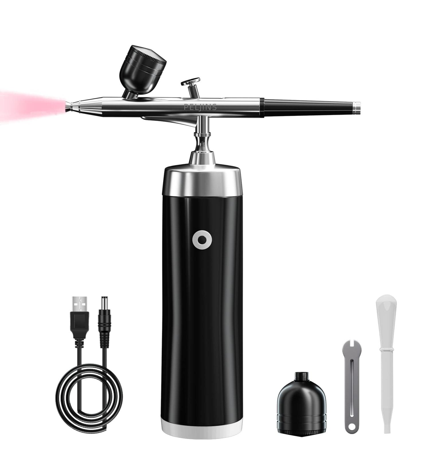 Handheld Airbrush Kit with Compressor - Cordless Mini Makeup Machine for Nail Art, Cake Decorating, Barber & Painting (Black) - Buy Online on SooperMarket.com