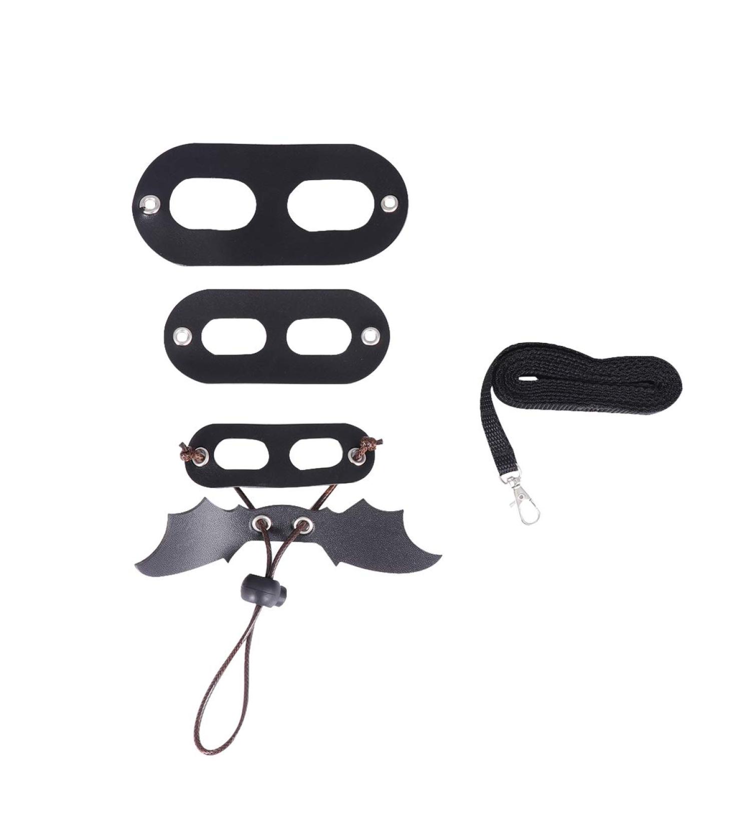 Adjustable Lizard Traction Rope & Leather Wings Leash - 3 Piece Pet Climbing Belt - Cool Black Training Accessory - Buy Online on SooperMarket.com