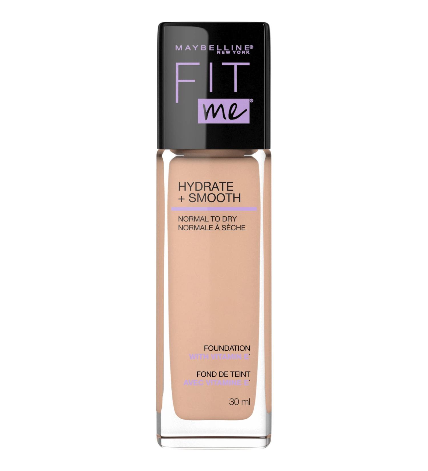 Maybelline New York Fit Me Hydrate + Smooth Foundation Natural Luminous Finish Moisturizing Medium Coverage for Normal to Dry Skin Buff Beige 30 ml