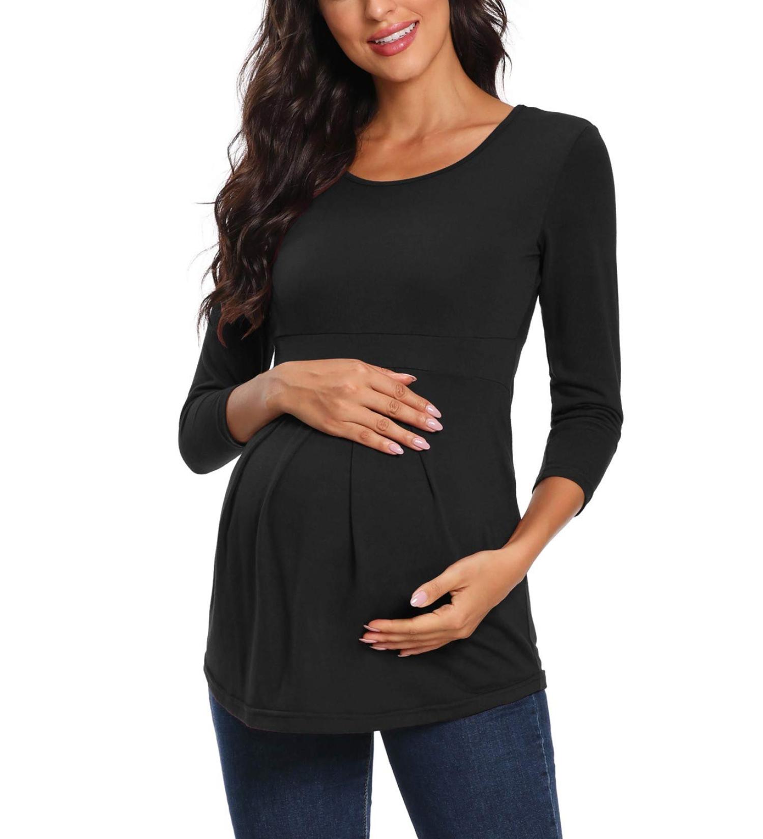 Love2Mi Maternity Nursing Shirt - Layered Wrap Design, Black - Size M - Buy Online on SooperMarket.com