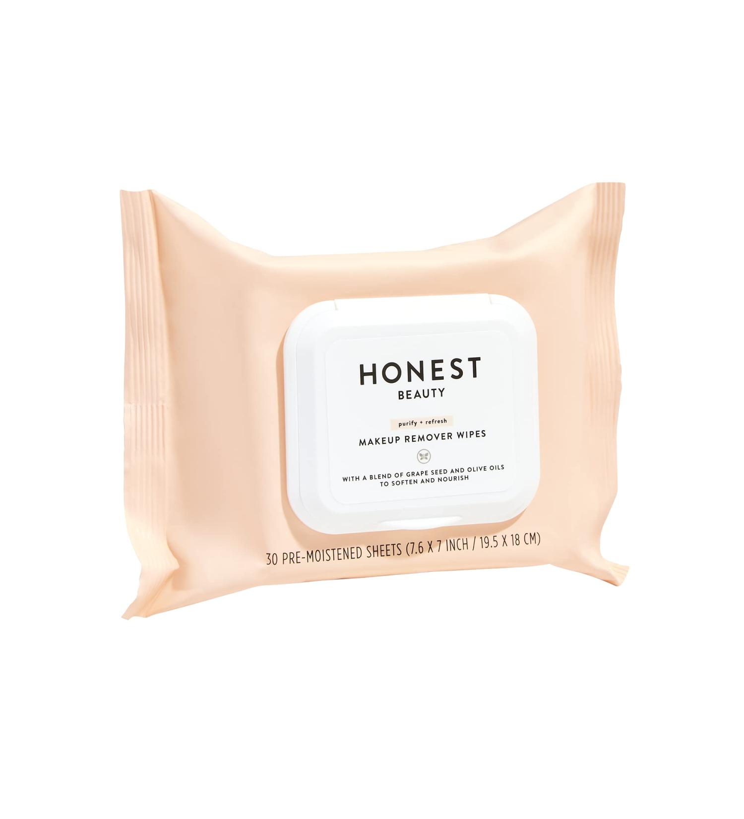 Honest Beauty Makeup Remover Wipes | Grape Seed & Olive Oils | Paraben & Synthetic Fragrance Free | Dermatologist Tested | Cruelty Free | 30 Count - Buy Online on SooperMarket.com