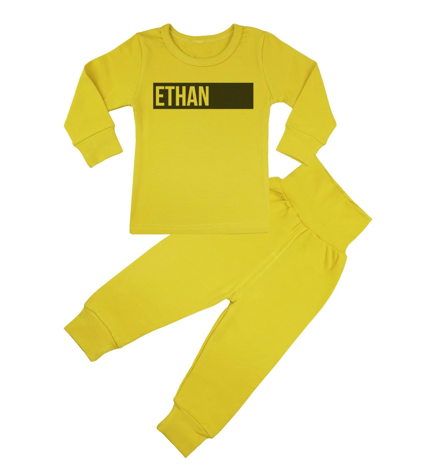The Gift Project Ohio Personalised Name Box Lounge Suit 0-6 Months Mustard