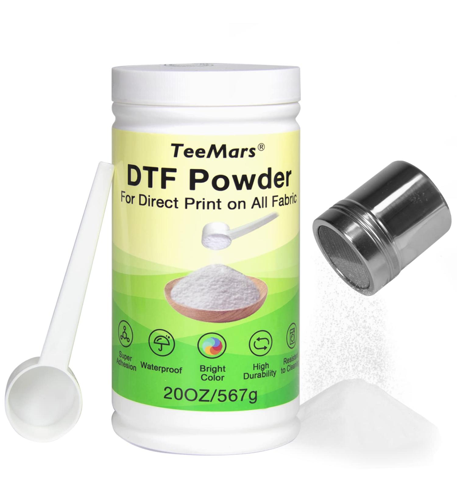 DTF Transfer Powder Kit | 20oz White DTF Powder Can | Hot Melt Adhesive PreTreat Powder for DTF Printers | Ideal for T-Shirts, Cotton, Jeans, Polyester, Nylon - Buy Online on SooperMarket.com