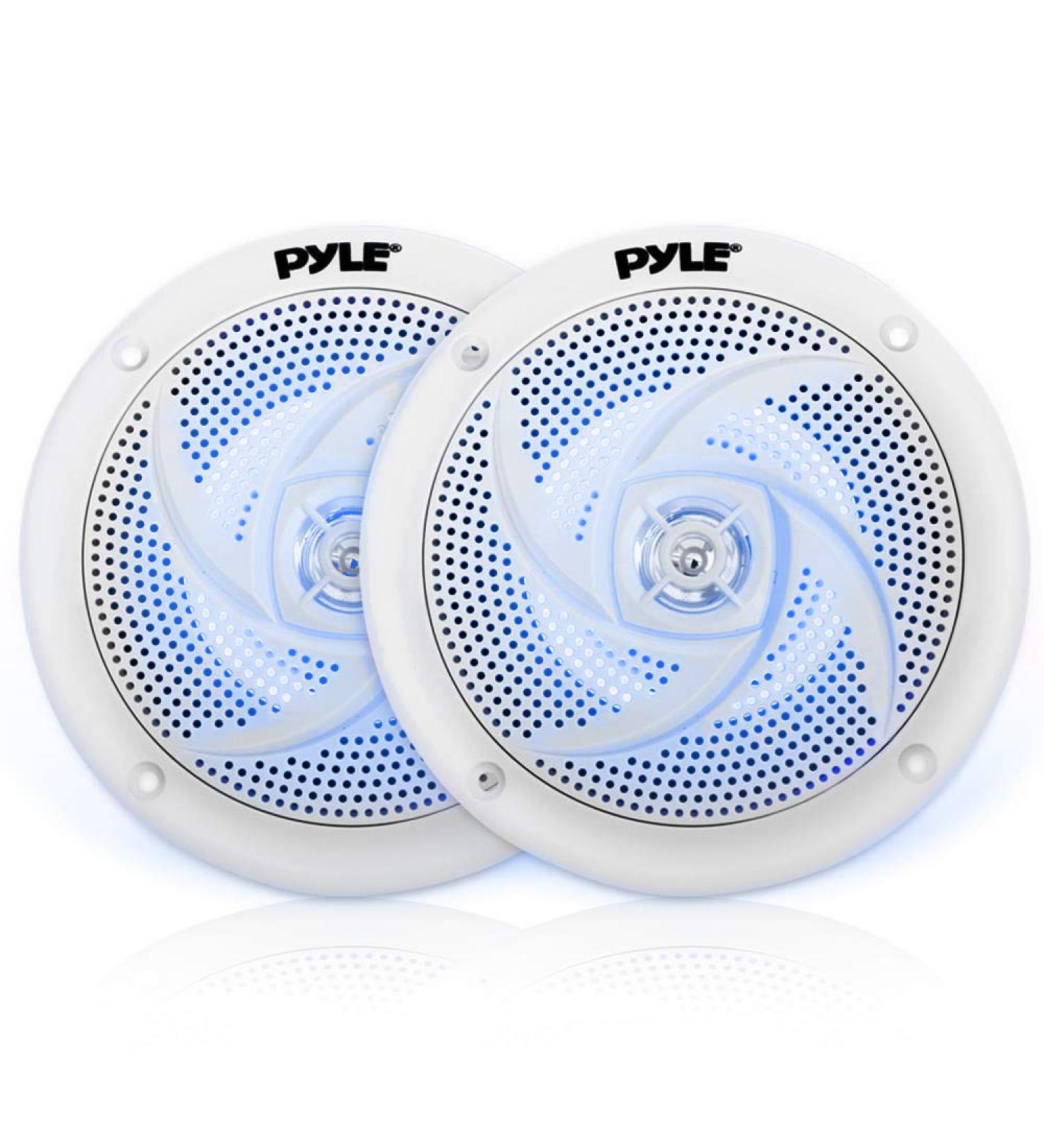 Pyle 240W 6.5 Low-Profile Waterproof Marine Speakers - 1 Pair Slim Style Outdoor Audio System w/ Illuminating LED Lights - Buy Online on SooperMarket.com