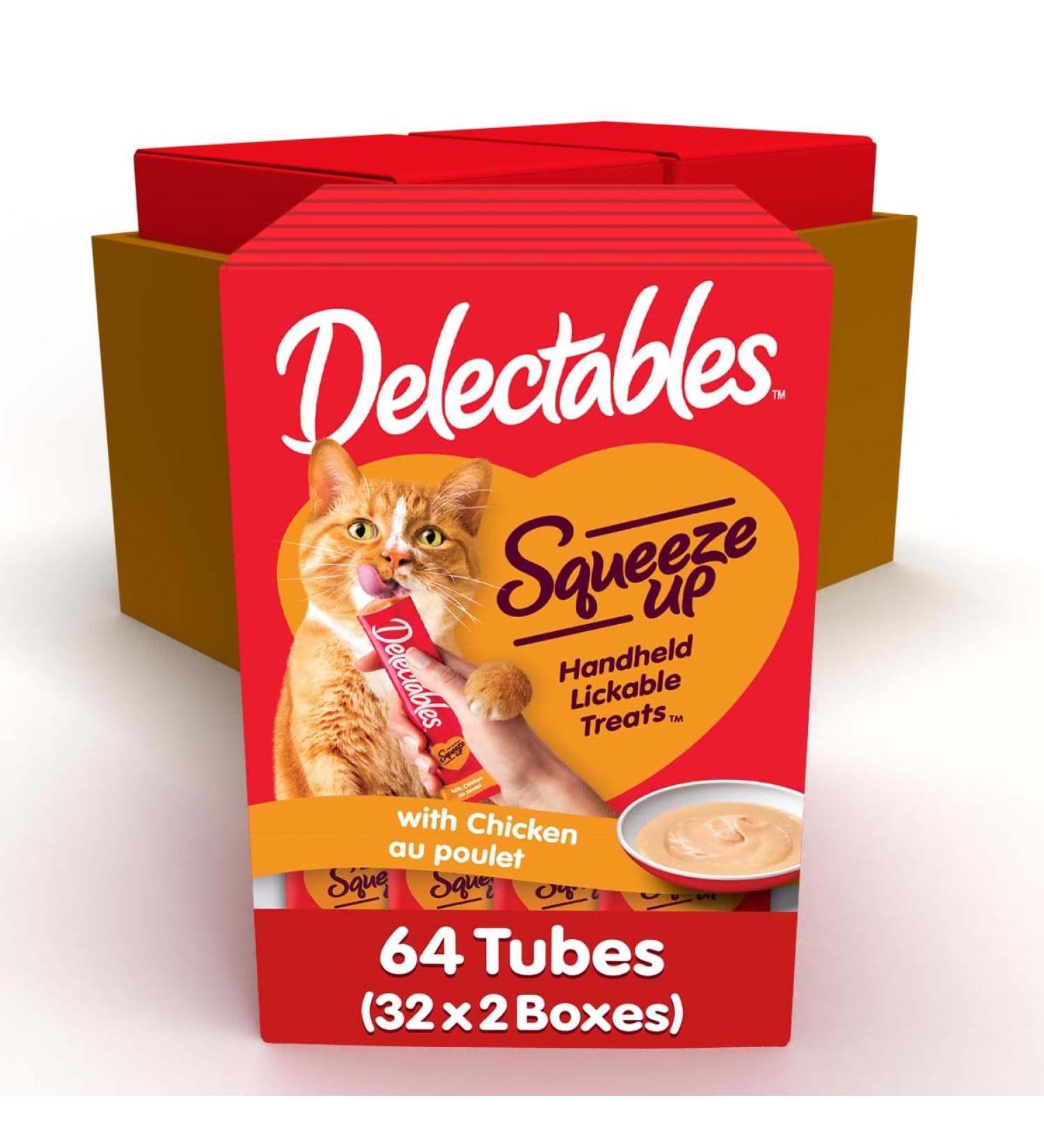 Hartz Delectables Squeeze Up Interactive Lickable Wet Cat Treats Chicken Senior 10 Years+ 64 Count Chicken Senior 10+ 1 g (Pack of 64)