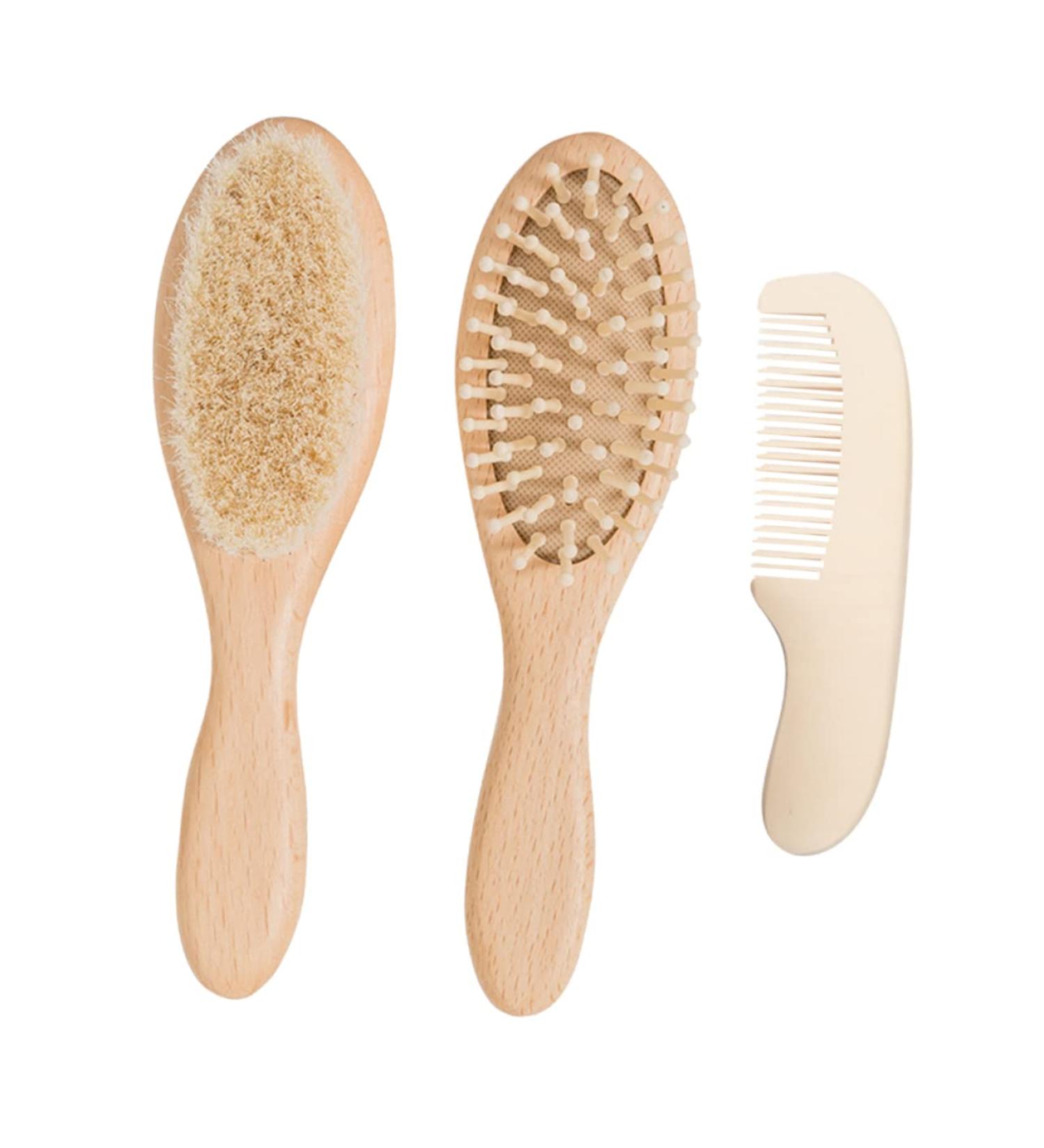 Healeved Wood Tools Scalp Massager Brush Set for Babies - Gentle Massage and Detangling Hairbrush - Buy Online on SooperMarket.com