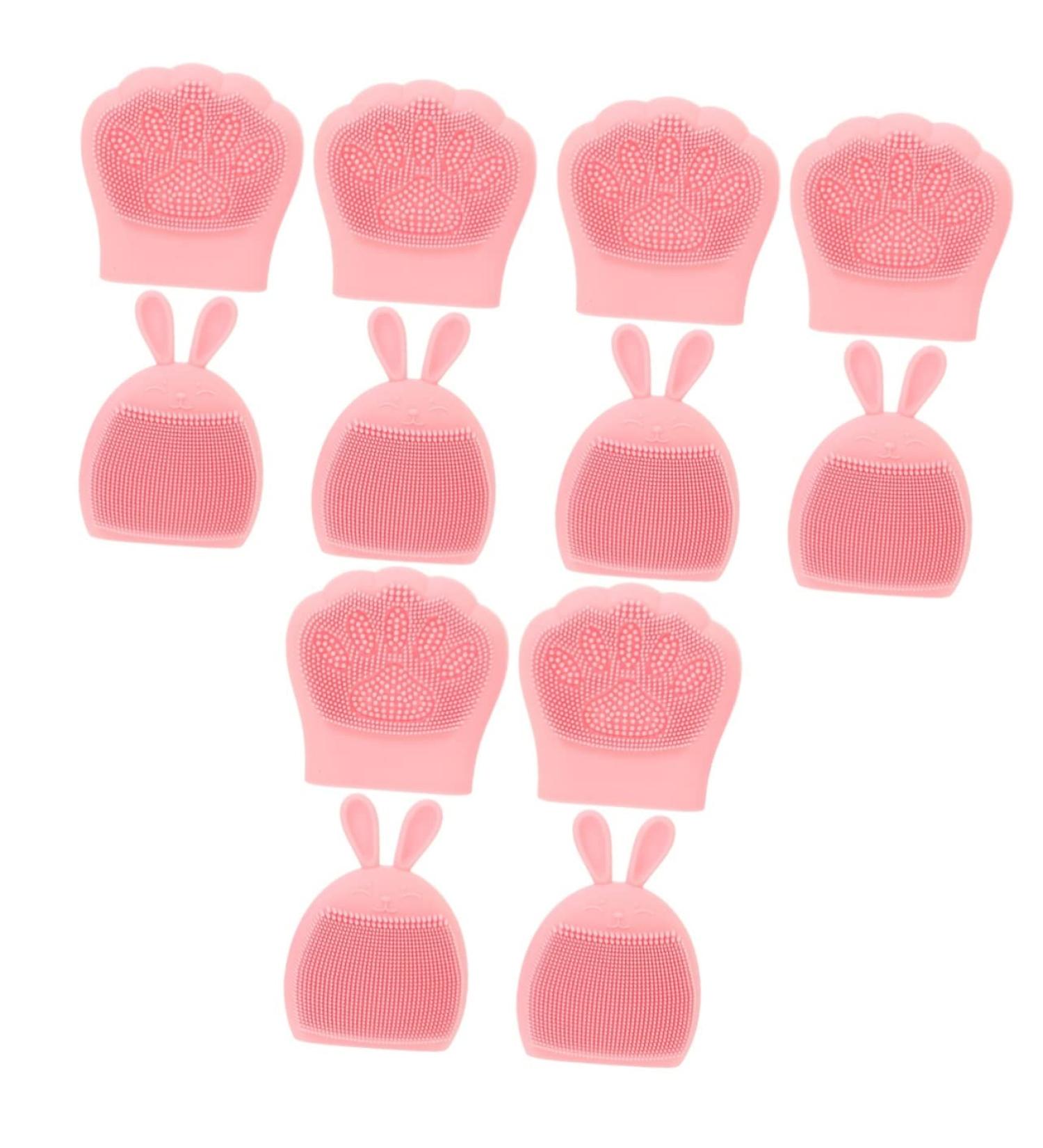 minkissy 12 Pcs Rabbit Ears Facial Brush Facial Cleanser Brush Hand Held Massager Face Massager Brush Crystal Perfume Bottle Wash Face Home Facial Brush Body Face Brush Cat Paw Washbasin Light Pinkx3pcs 7.5x7.5cmx3pcs - Buy Online on SooperMarket.com