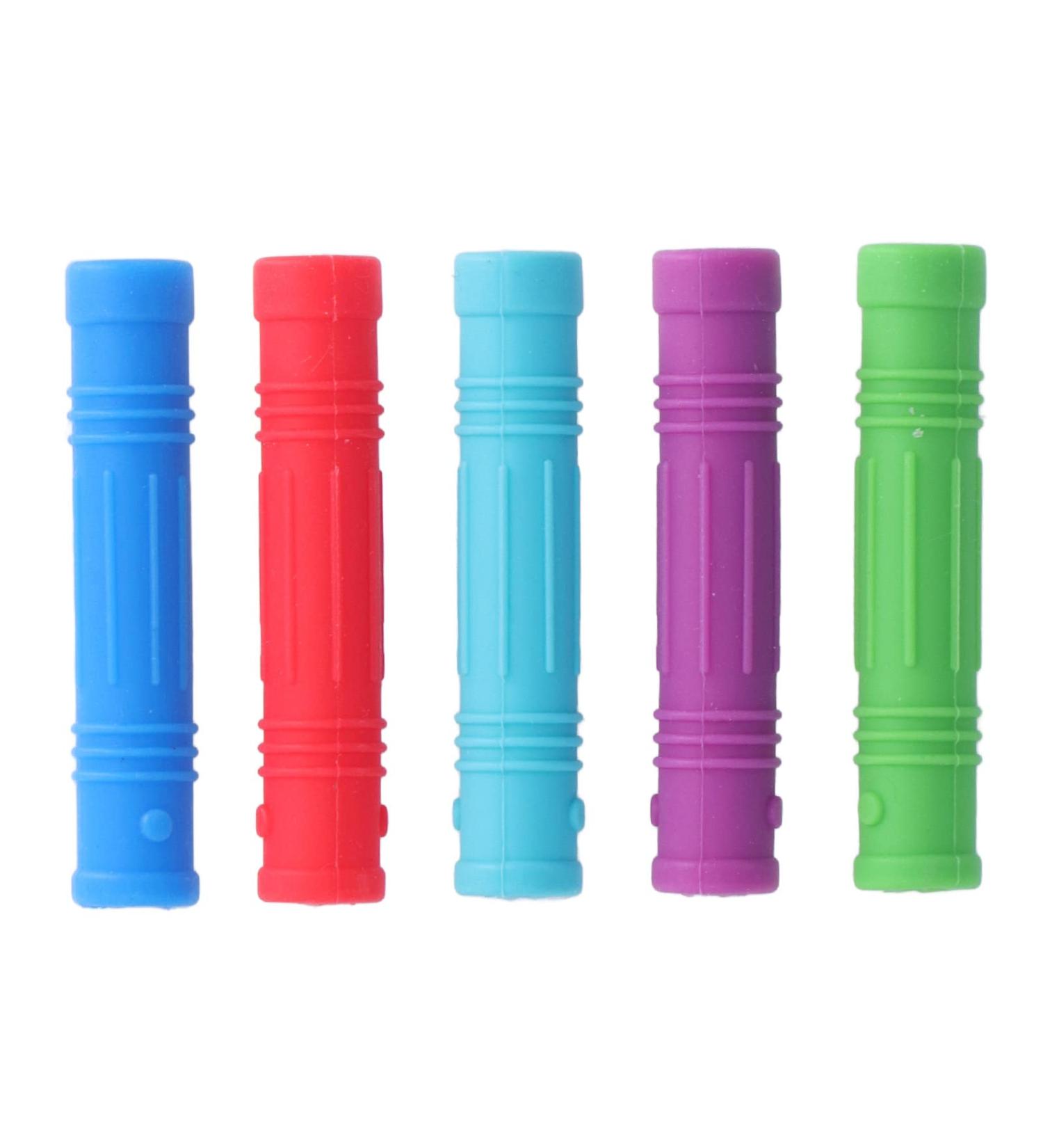 Alomejor 5Pcs Baby Teether Silicone - Safe Soft Grip Teething Sticks & Pencil Holders for Baby Strength Training - Buy Online on SooperMarket.com