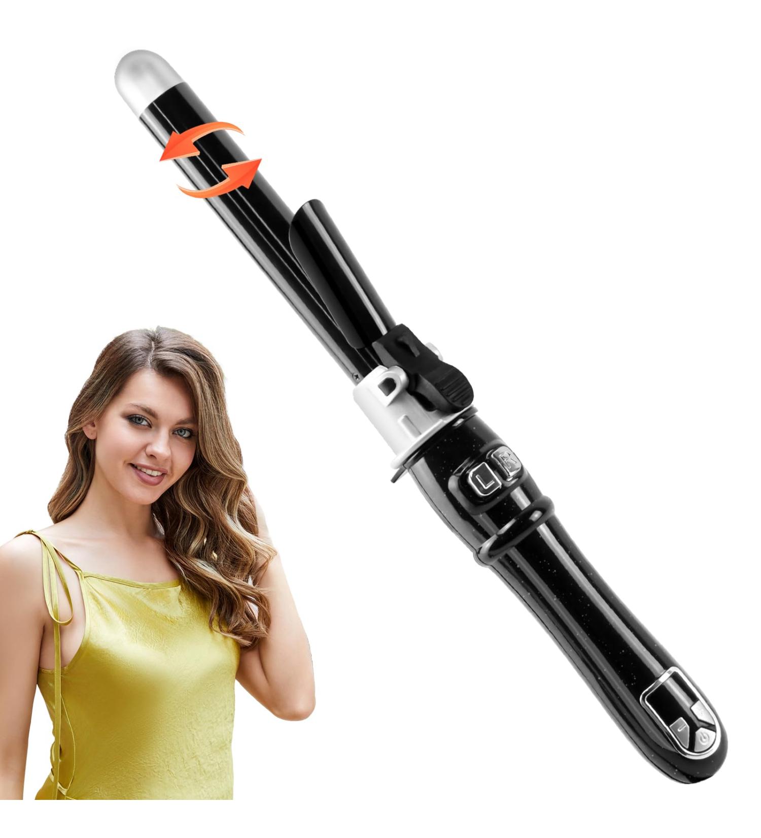 Hair Curler Automatic Curling Iron: 1.1inch Waver Hair Tool with 30s Instant Heat - Rotating Curling Wand Black - Buy Online on SooperMarket.com