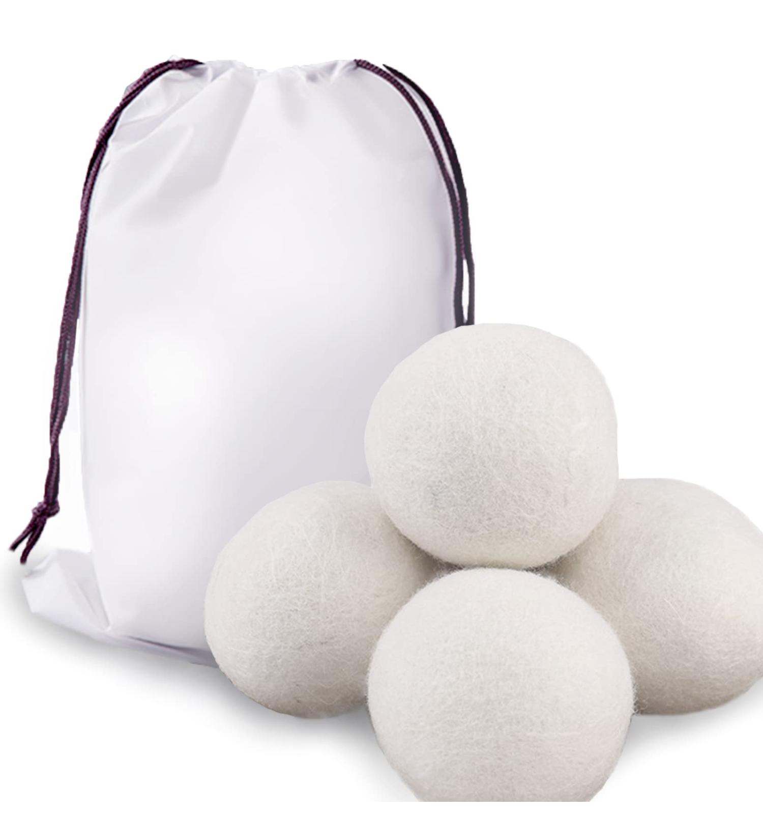 Wool Dryer Balls - 4PCS Natural Fabric Softener | 100% Organic New Zealand Wool | Reusable Anti-Static & Eco-Friendly | Reduces Drying Time & Wrinkles - Buy Online on SooperMarket.com