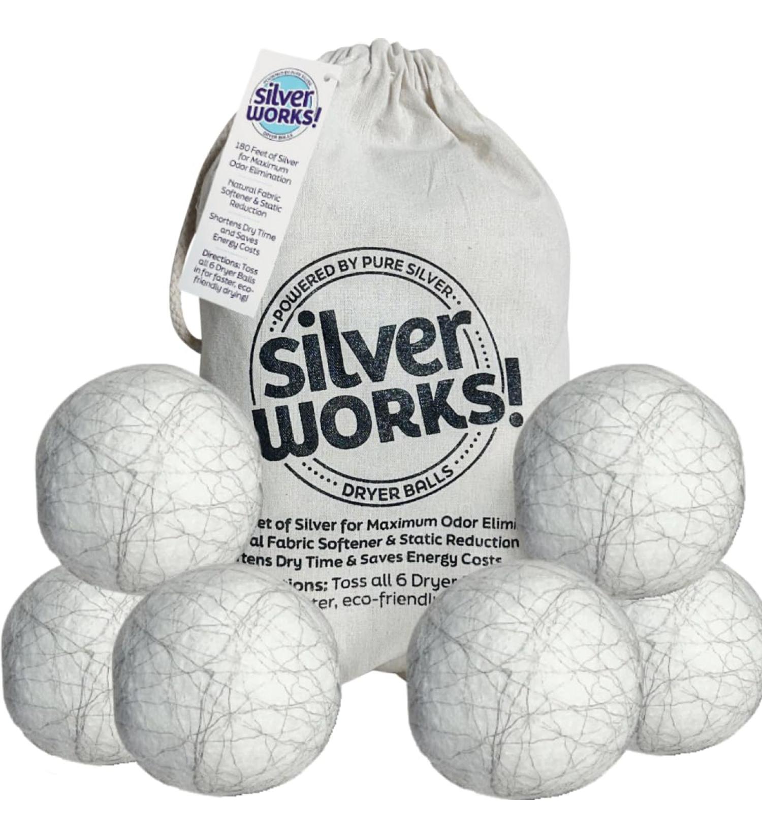 Wool Dryer Balls - Reusable Natural Fabric Softener & Static Reducer | Odor Eliminating with Silver Technology | 6 Pack for Reduced Drying Time & Energy Savings - Buy Online on SooperMarket.com