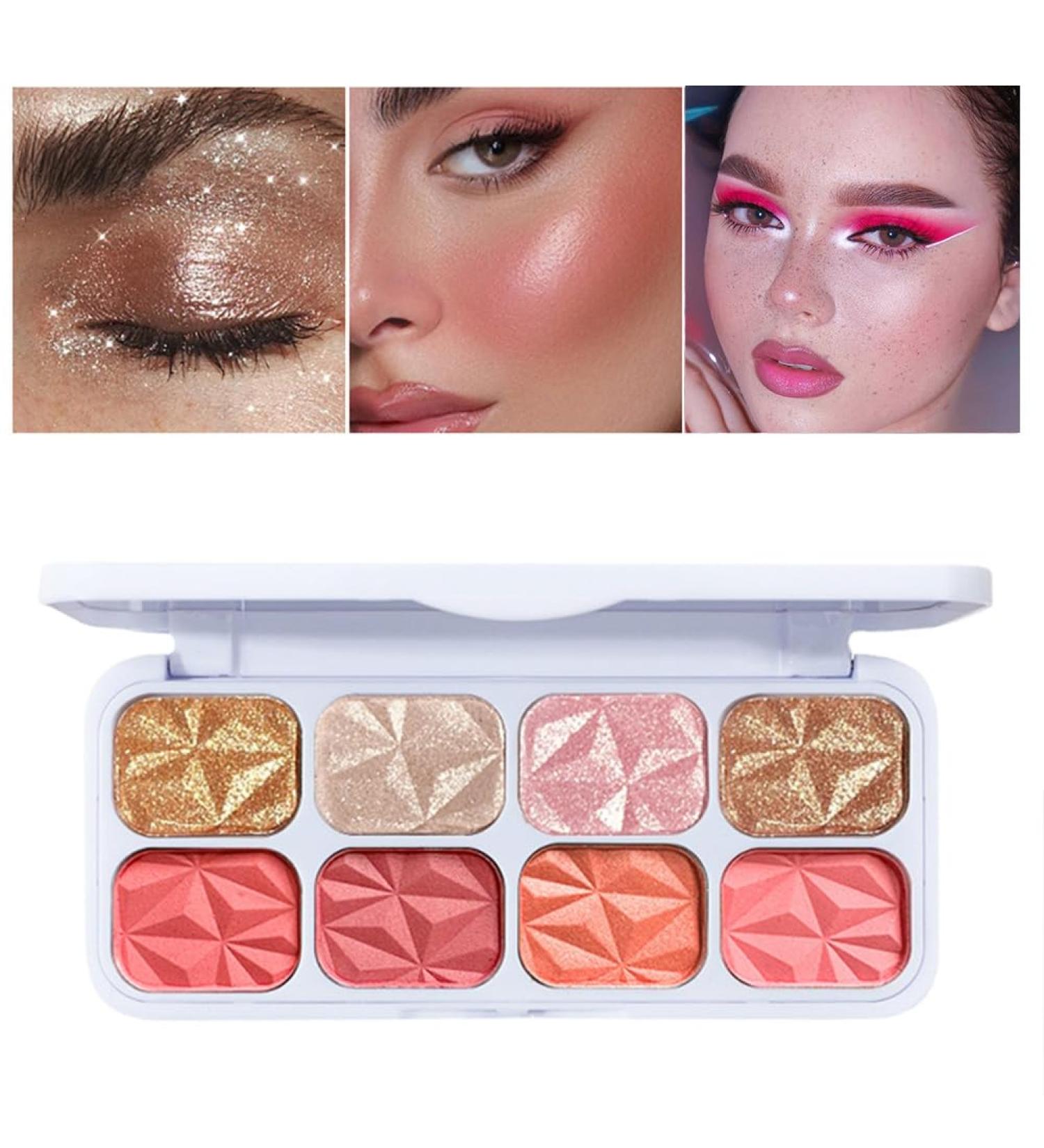 8 Colors Blusher Highlighter Makeup Palette | Waterproof Matte & Shimmer Blush Bronzer & Eyeshadow for a Flawless Finish - Buy Online on SooperMarket.com