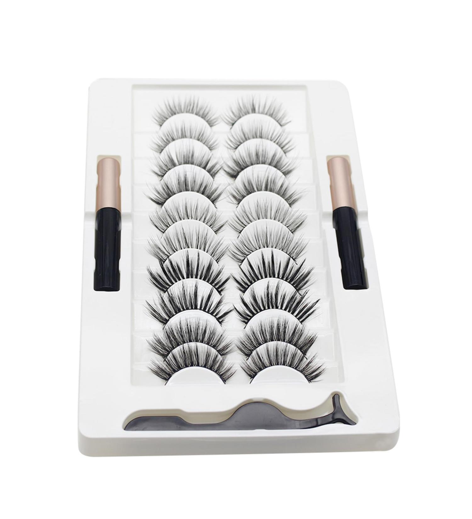 Magnetic Eyelashes And Eyeliner Kit Reusable Magnetic Lashes With Eyeliner And Tweezers 3D Natural Look False Eyelashes Magnetic Eyelash Kit Natural Look Magnetic Eyelash Kit With Applicator Tool - Buy Online on SooperMarket.com