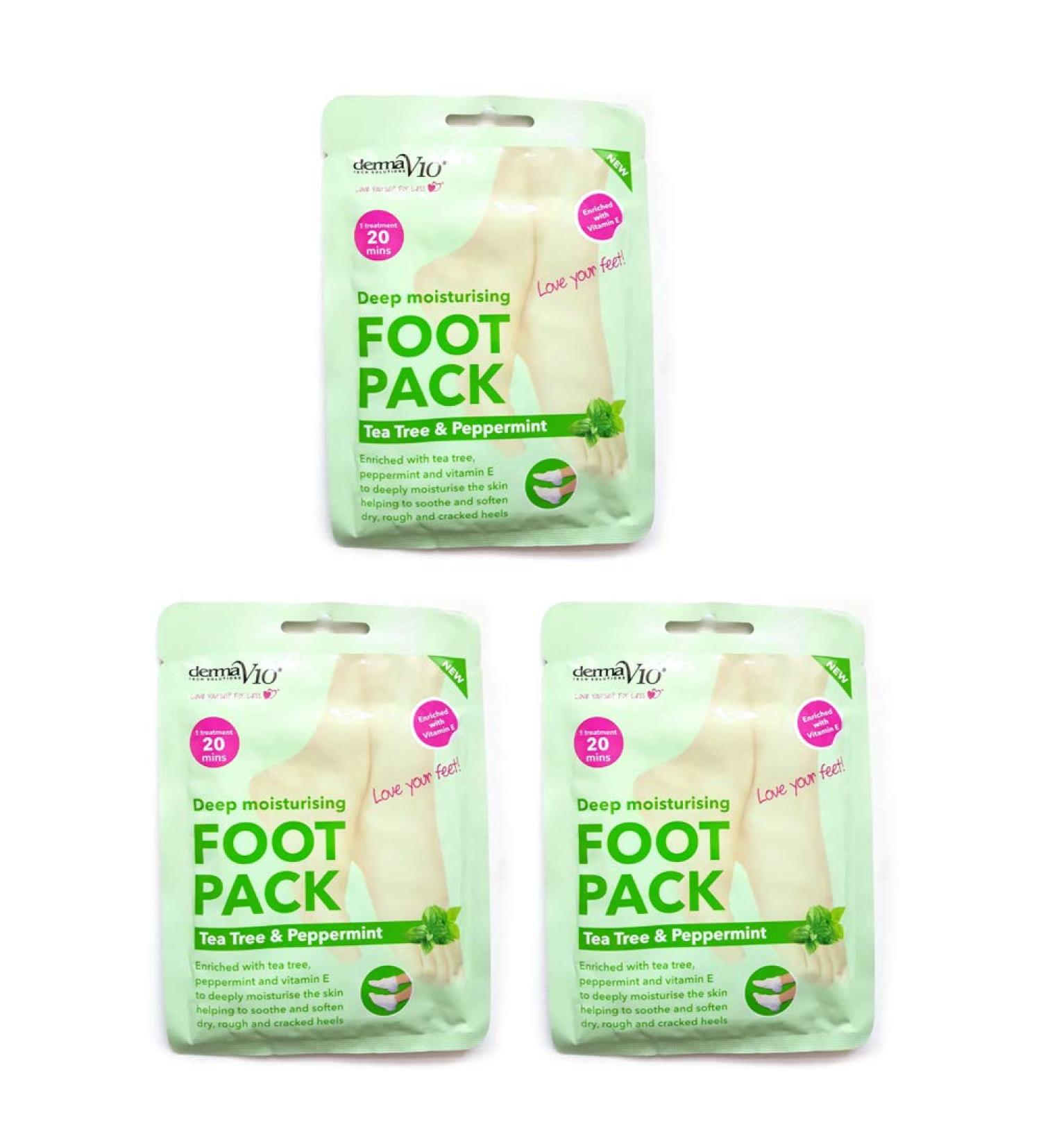 Derma V10 Tea Tree and Peppermint Moisturising Foot Mask - 3 Pack Tea Tree and Peppermint