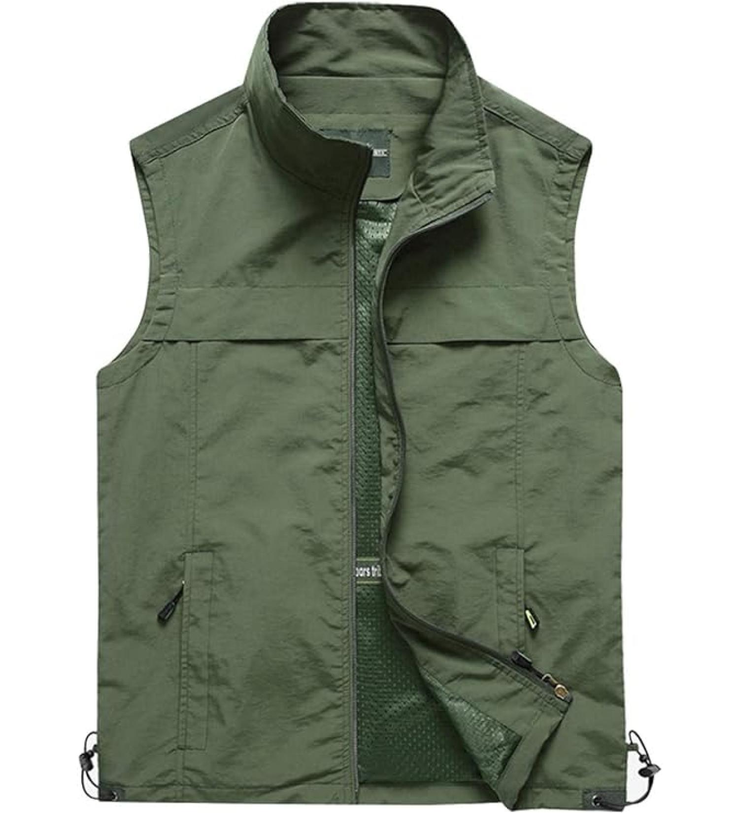 Gihuo Men's Lightweight Quick Dry Outdoor Fishing Vest - Style3 Army Green (Medium) - Buy Online on SooperMarket.com