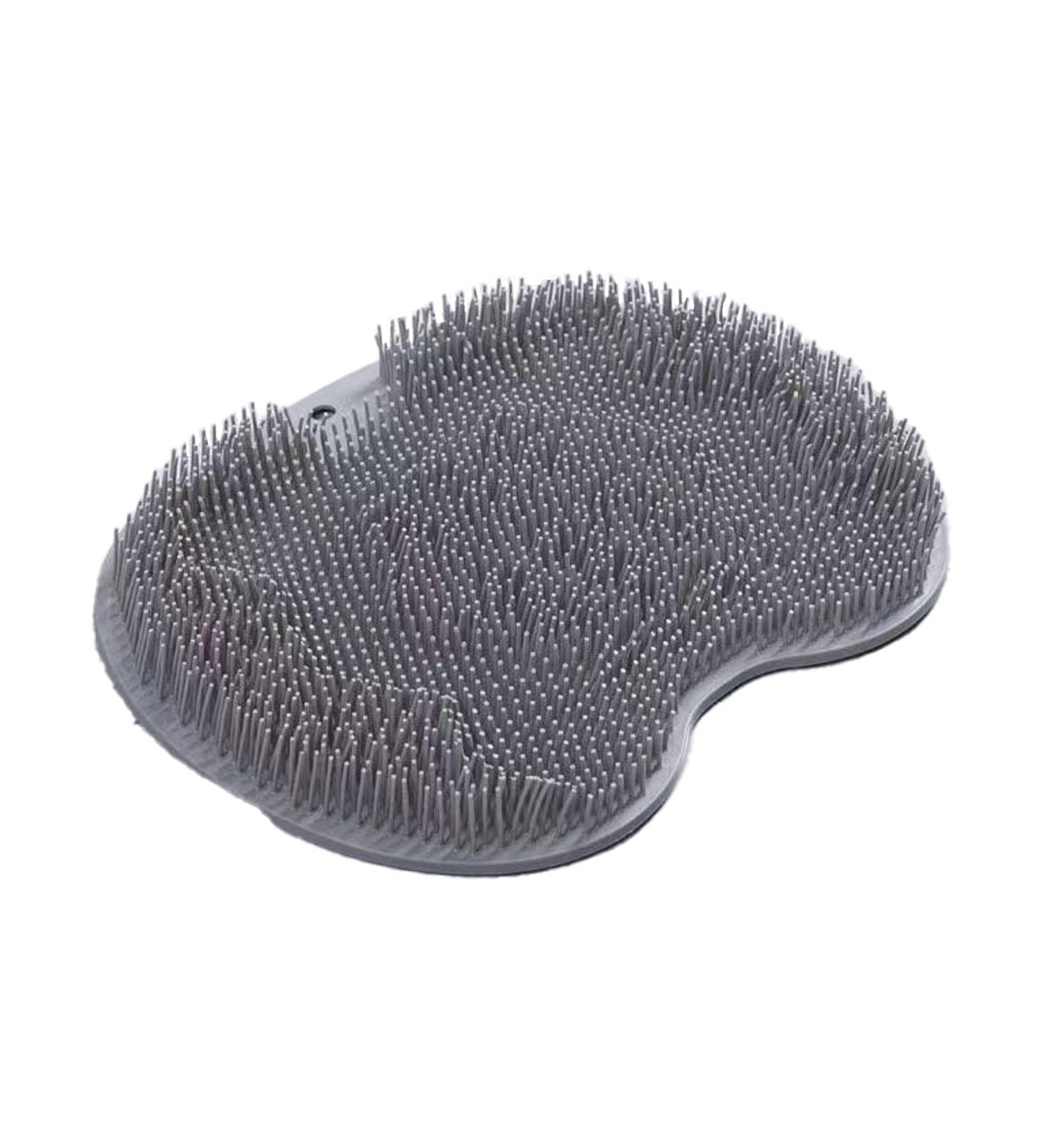 WALULAN Silicone Bath Body Brush Foot Back Massage Pad Grey | Exfoliating Non-Slip Bath Pad with Suction Cup - Buy Online on SooperMarket.com