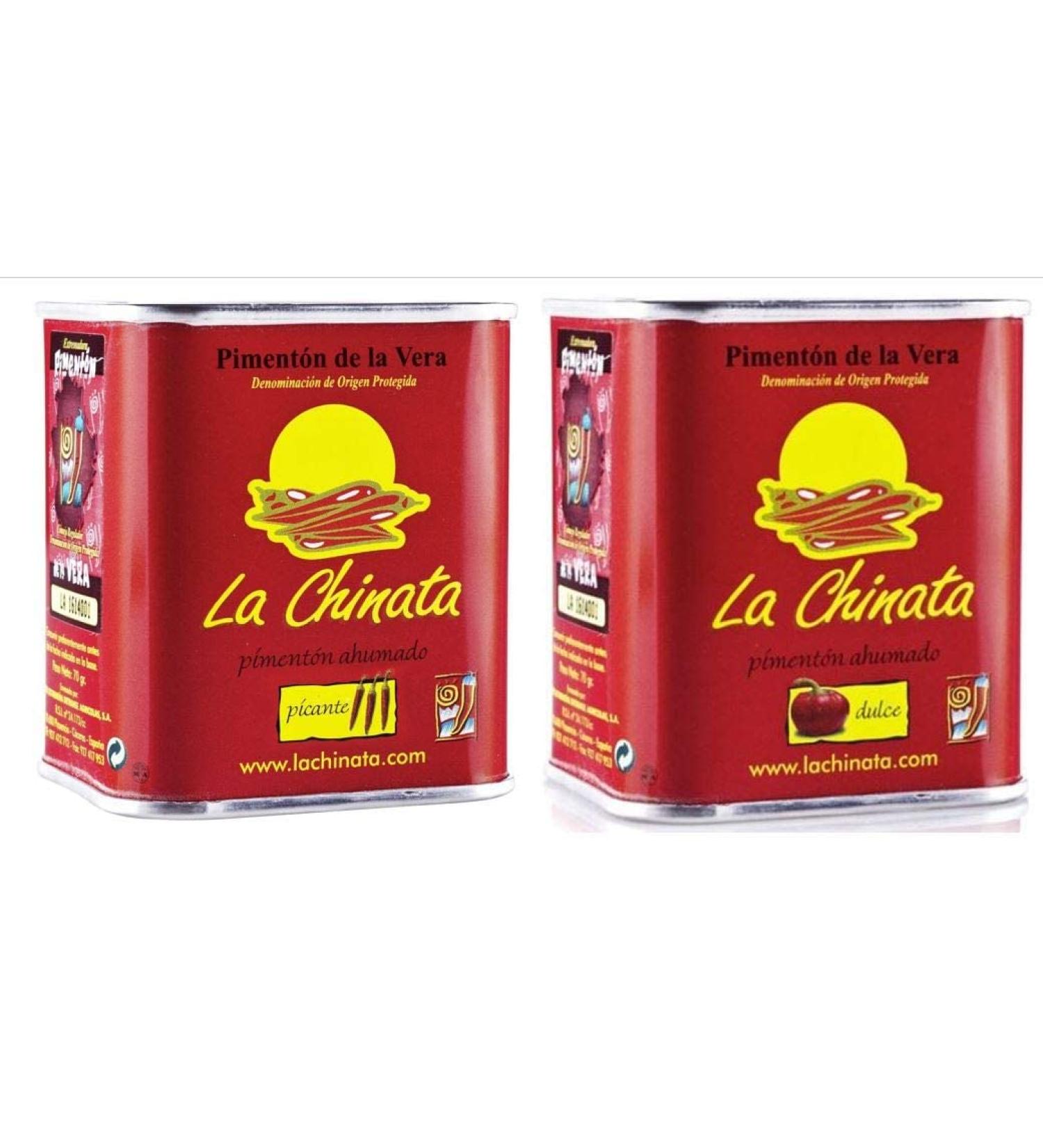 La Chinata Pimenton D.O.P. Smoked Paprika Sweet & HOT 2x70g Tins - Premium Quality - Buy Online on SooperMarket.com