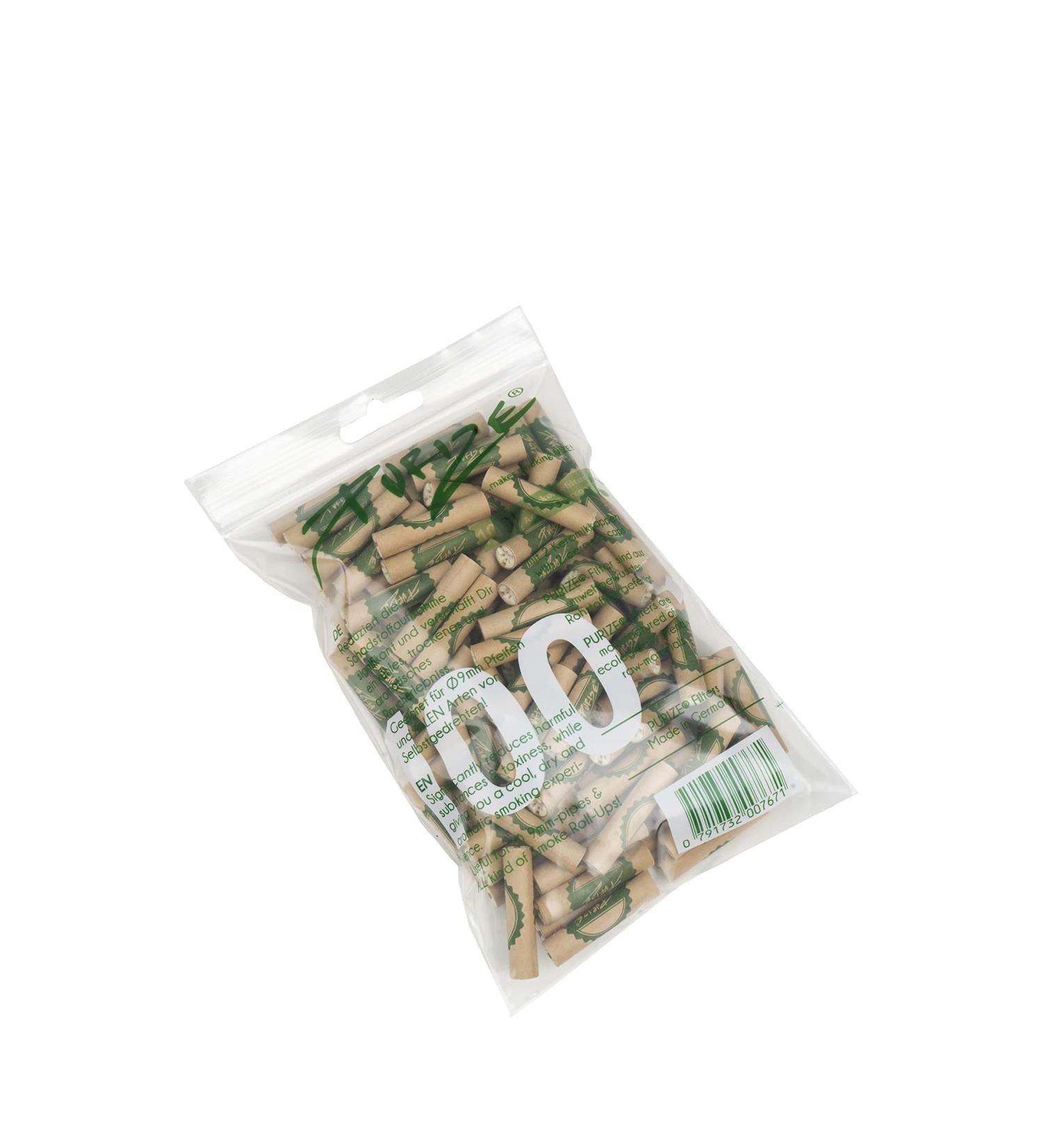 PURIZE Activated Carbon Filter Regular Size "ORGANIC" - 100 pack - 9mm premium filter - Coconut-based activated carbon