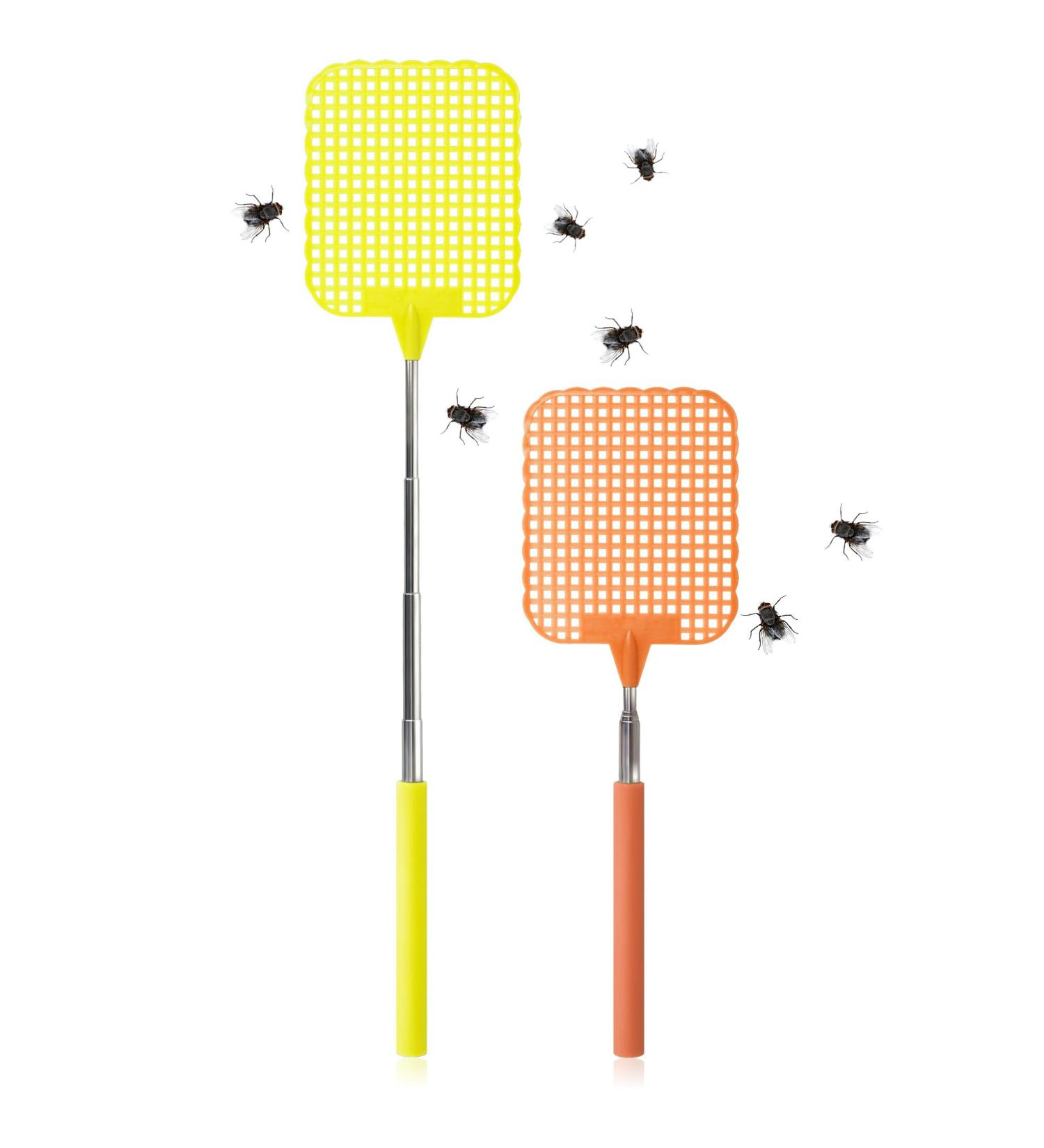 Com-Four 2x Telescopic Flap Clap - Insect Protection & Pest Control Fly Catcher | Adjustable 24-56 cm | 2-Piece Mix - Buy Online on SooperMarket.com