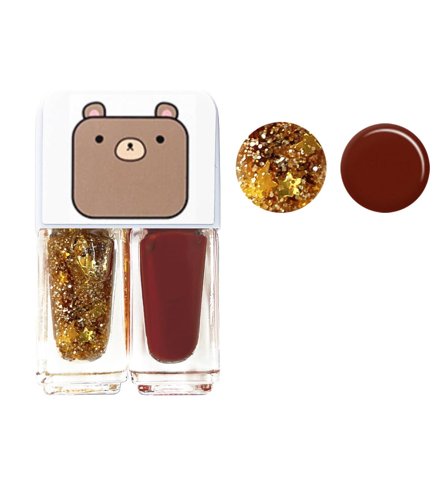 Glitter Red Nail Polish Set 2 In 1 Autumn Quick Dry Breathable Nail Varnish Shinny Sparkling No Need UV/LED Lamp Peel off Long Lasting Non-toxic Water Based Formula for Christmas Home DIY Nail Art - Buy Online on SooperMarket.com