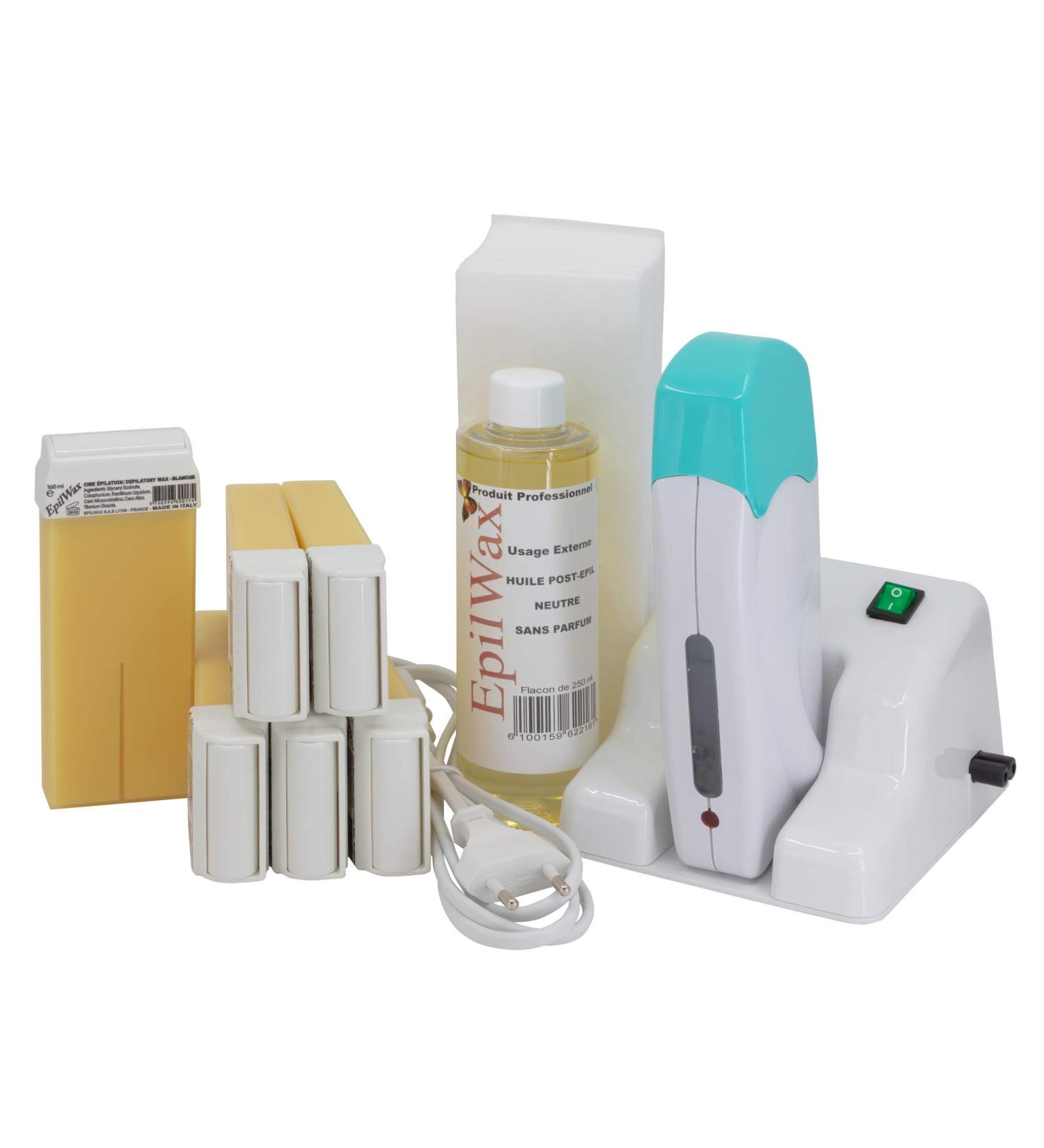 Epilwax Hair Removal Waxing Kit - 6 Roll-on Cartridges, Heater, 100 Strips & Waxing Oil (Vanilla) - Buy Online on SooperMarket.com